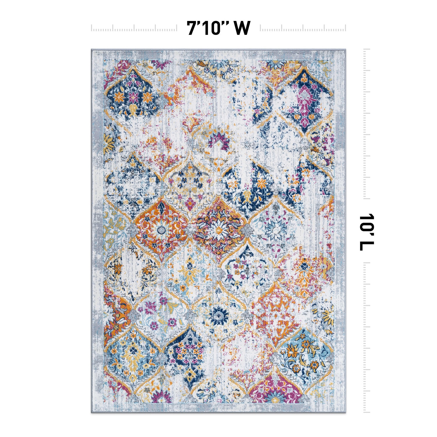 World Rug Gallery WR42MULTI8X10 Brooklyn 8 x 10 (ft) Flatweave Multi Rectangular Indoor Distressed/Overdyed Bohemian/Eclectic Pet Friendly Area rug