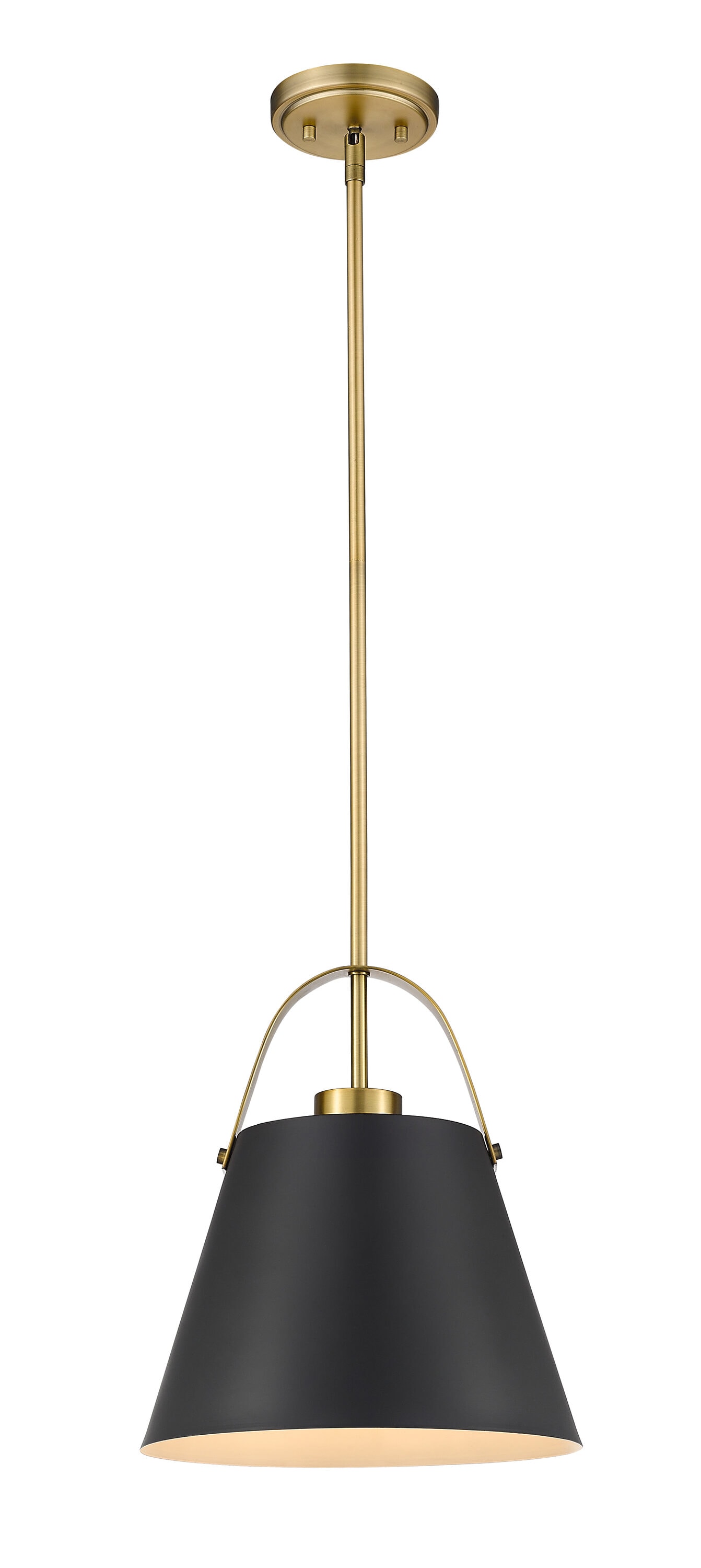 Z-Lite 726P-MB+HBR Z-Studio Matte Black + Heritage Brass Modern/contemporary Bell Medium Hanging Pendant light