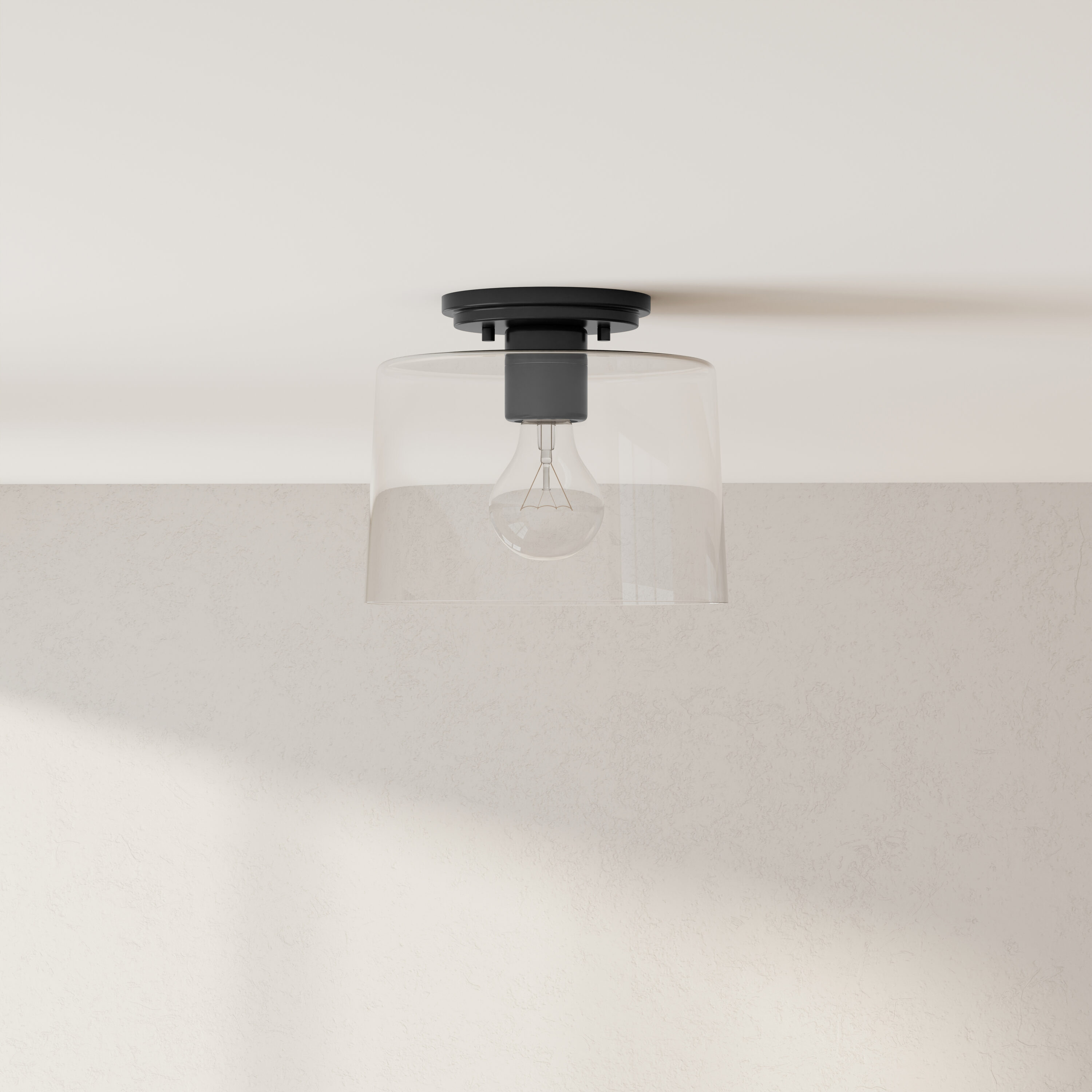 Adley Matte Black and Clear Glass Flush Mount Light
