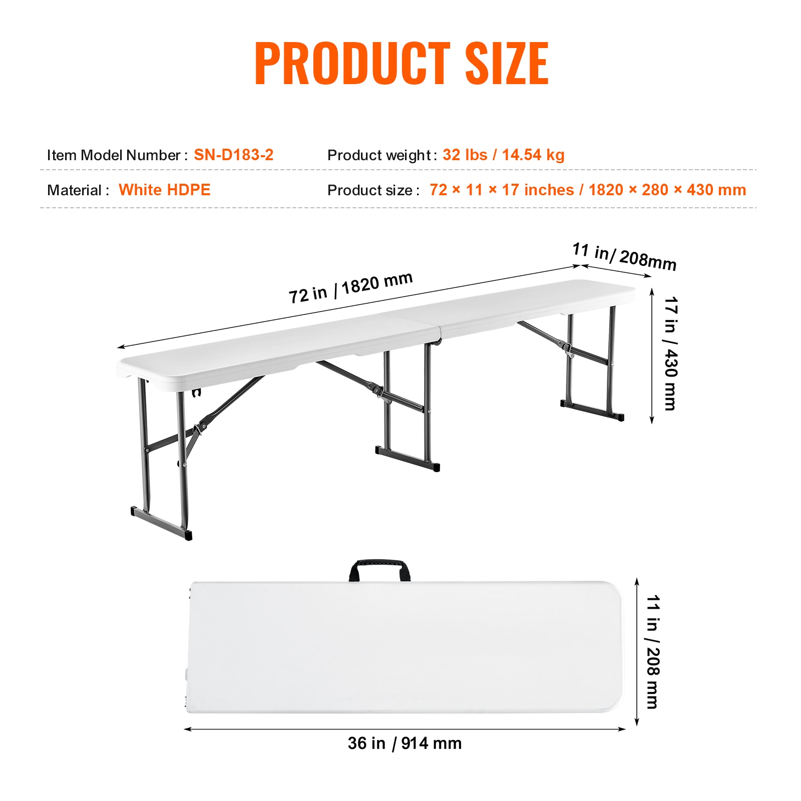 VEVOR SCSLKZDYDZY605232V0 Commercial-Benches - View #7