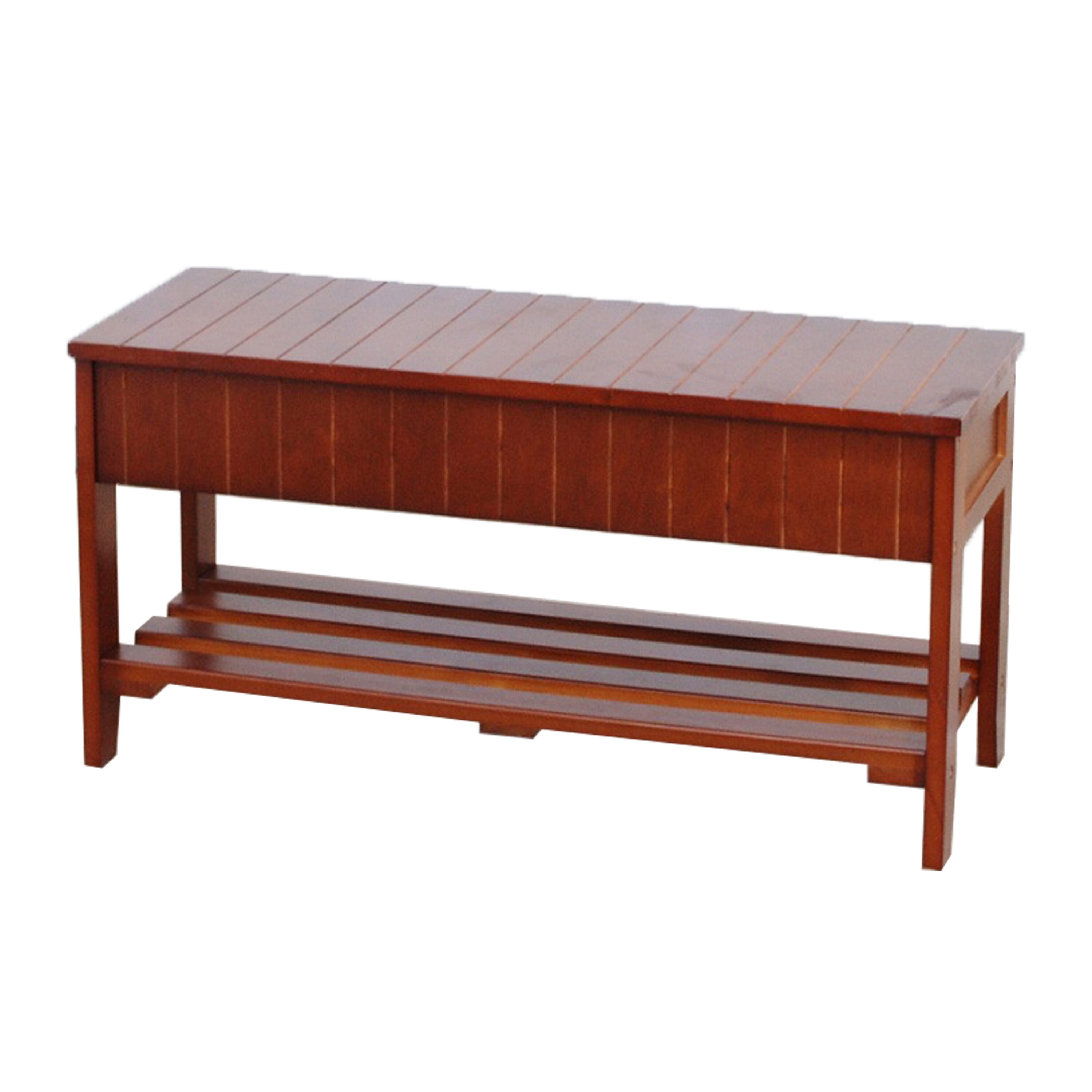 Flynama L-P163840 Modern Cherry Storage Bench with Storage 35.5-in x 13-in x 18-in