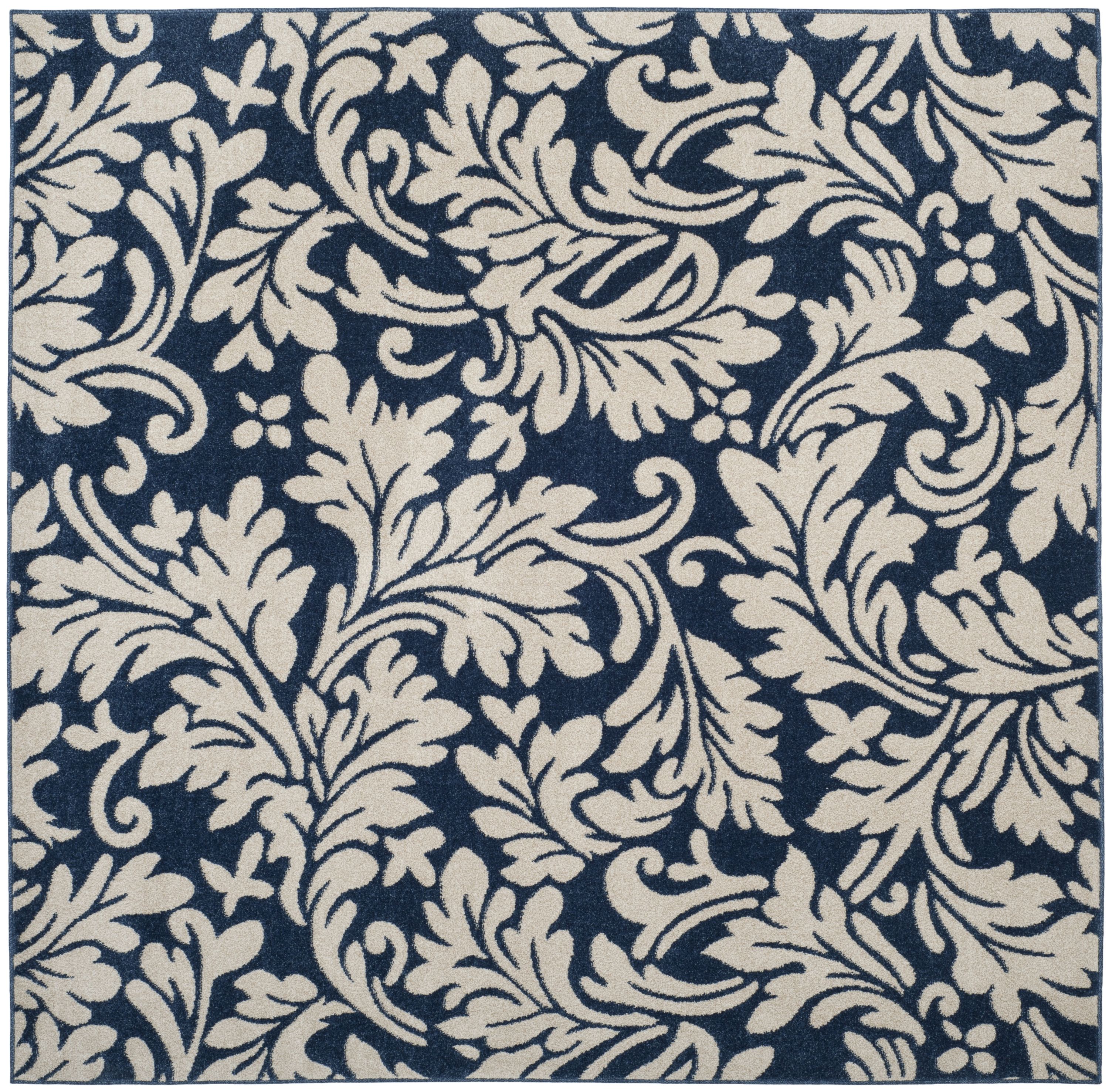 Safavieh AMT425P-7SQ Amherst Clara 7 x 7 (ft) Loomed Synthetic Navy/Ivory Square Indoor Floral/Botanical Area rug