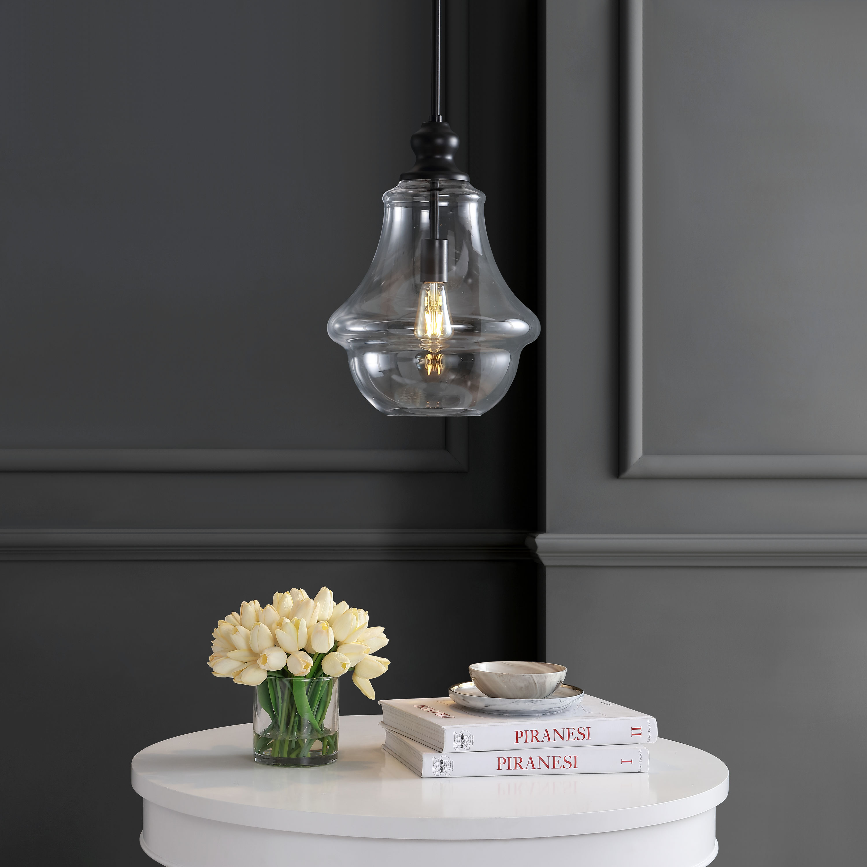 Adam 12" Oil Rubbed Bronze Farmhouse Glass LED Pendant
