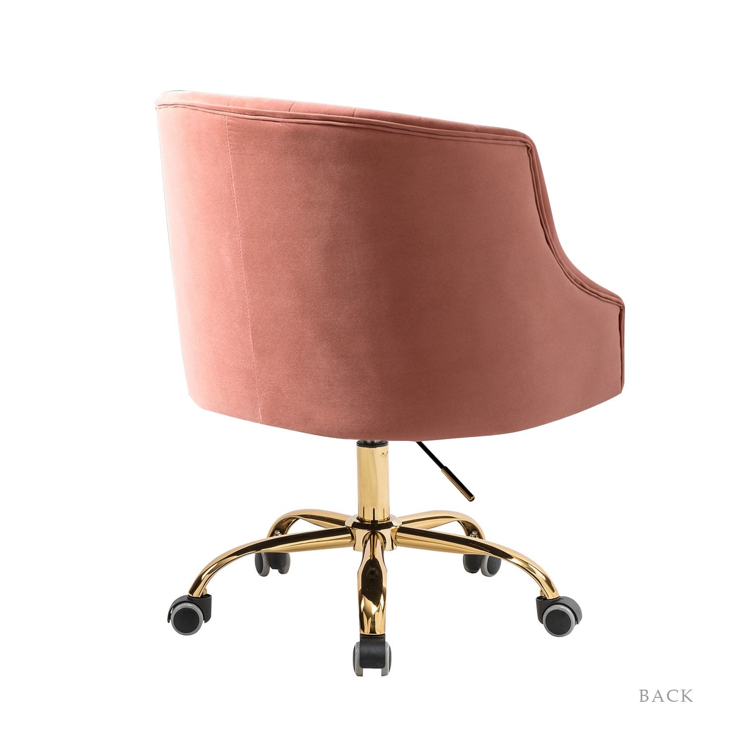 Ergonomic Pink Velvet Swivel Office Chair with Gold Metal Legs
