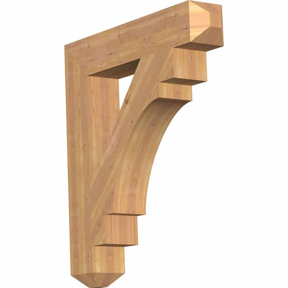 Ekena Millwork BKT06X32X36MRC04SWR Merced craftsman smooth 5-1/2-in x 32-in x 36-in Western red cedar Brown Wood Standard bracket