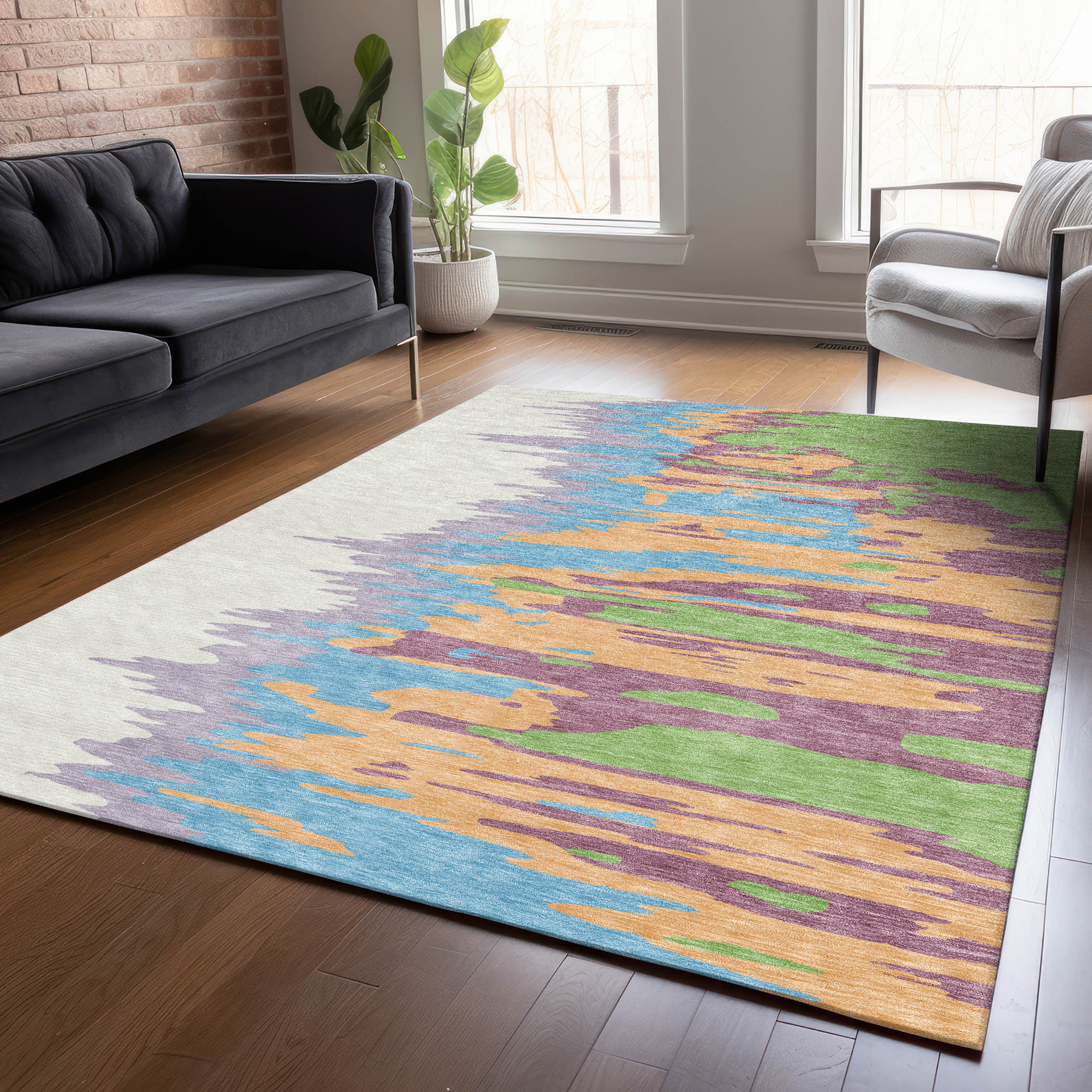 Addison Rugs ACN1050PH30X46 Chantille ACN1050PH 2 x 3 (ft) Polyester Peach Rectangular Indoor/Outdoor Geometric Machine washable Area rug