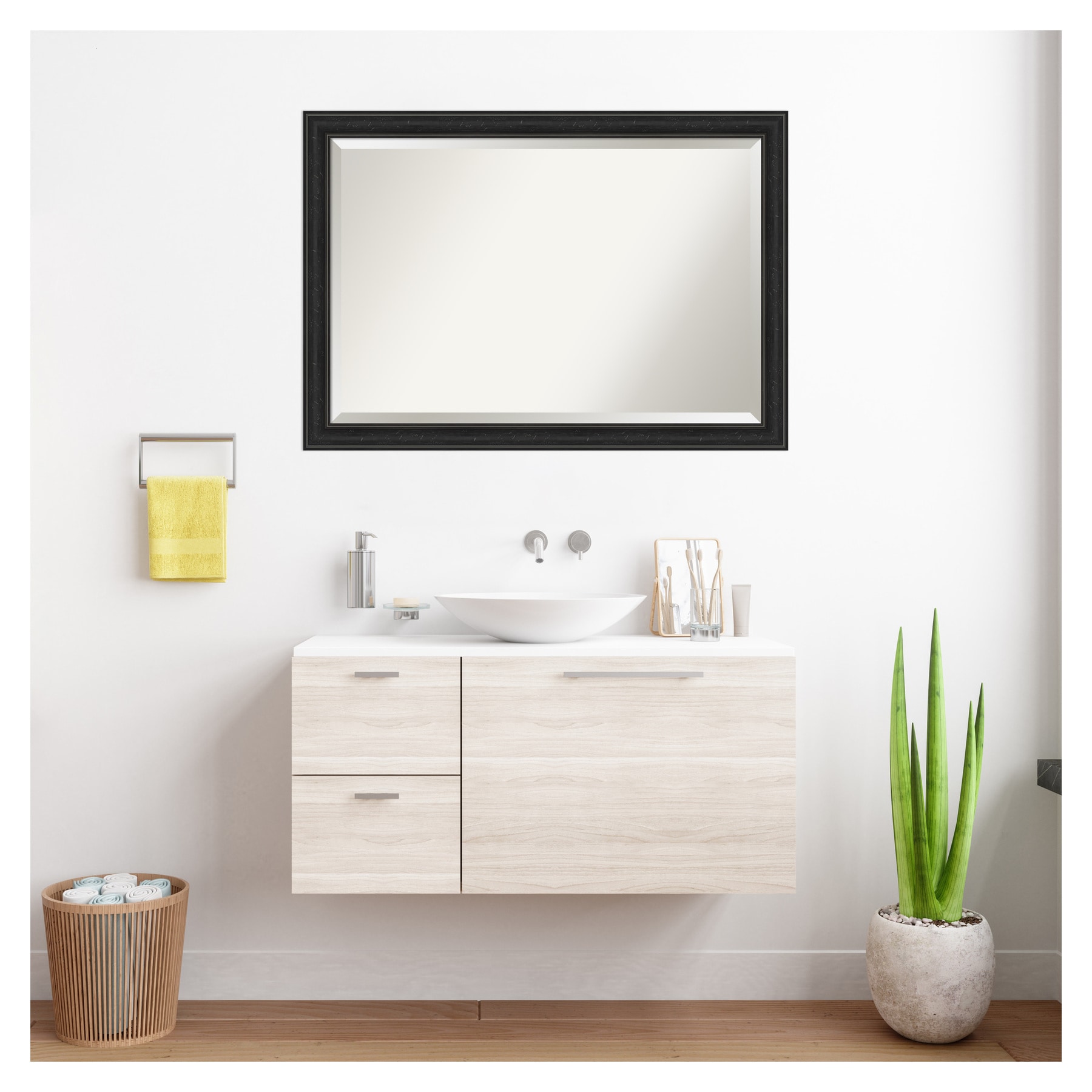 Shipwreck Black 40" x 28" Distressed Vanity Wall Mirror