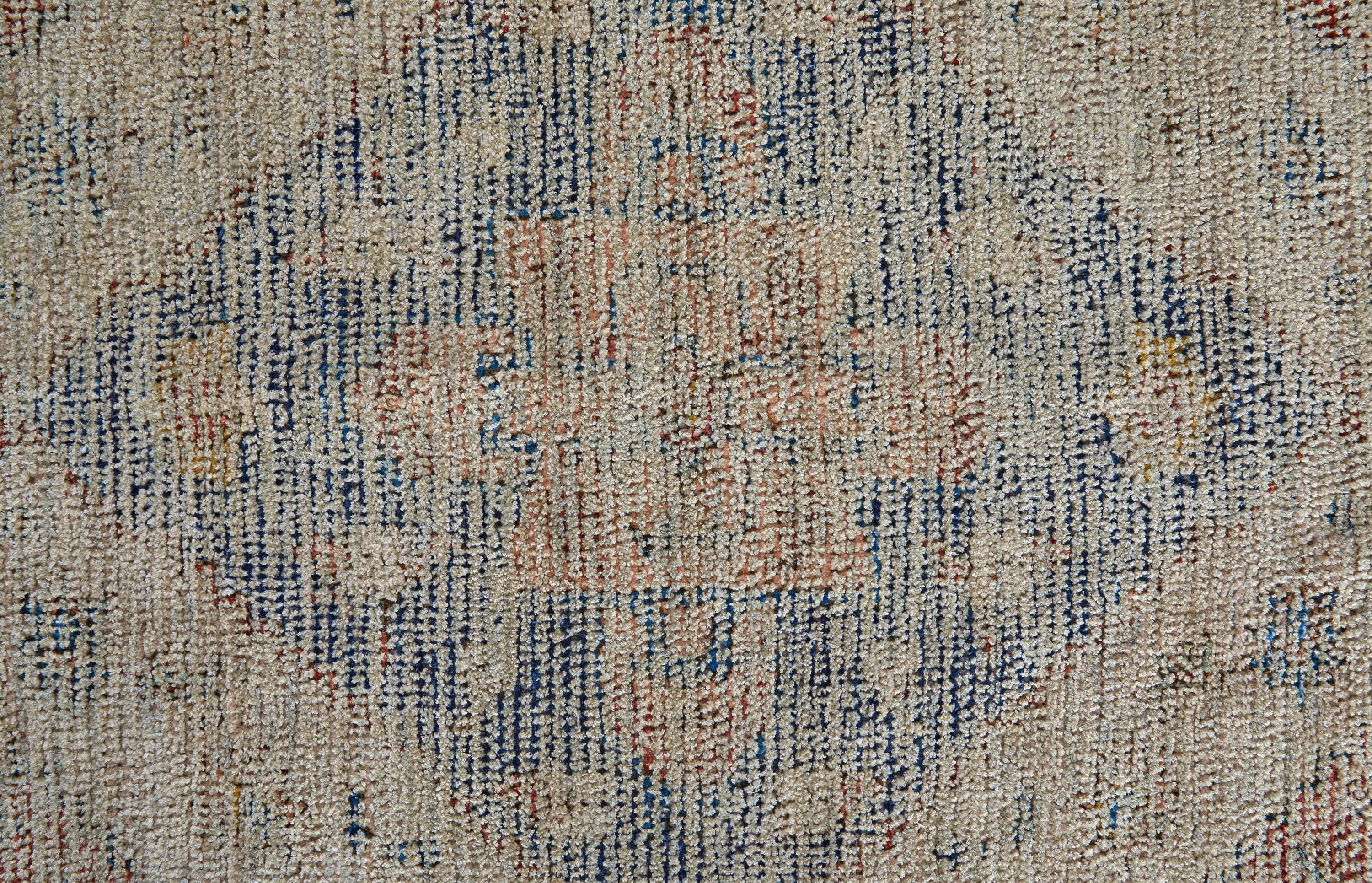 Caldwell Distressed Ivory Blue Red Wool Area Rug
