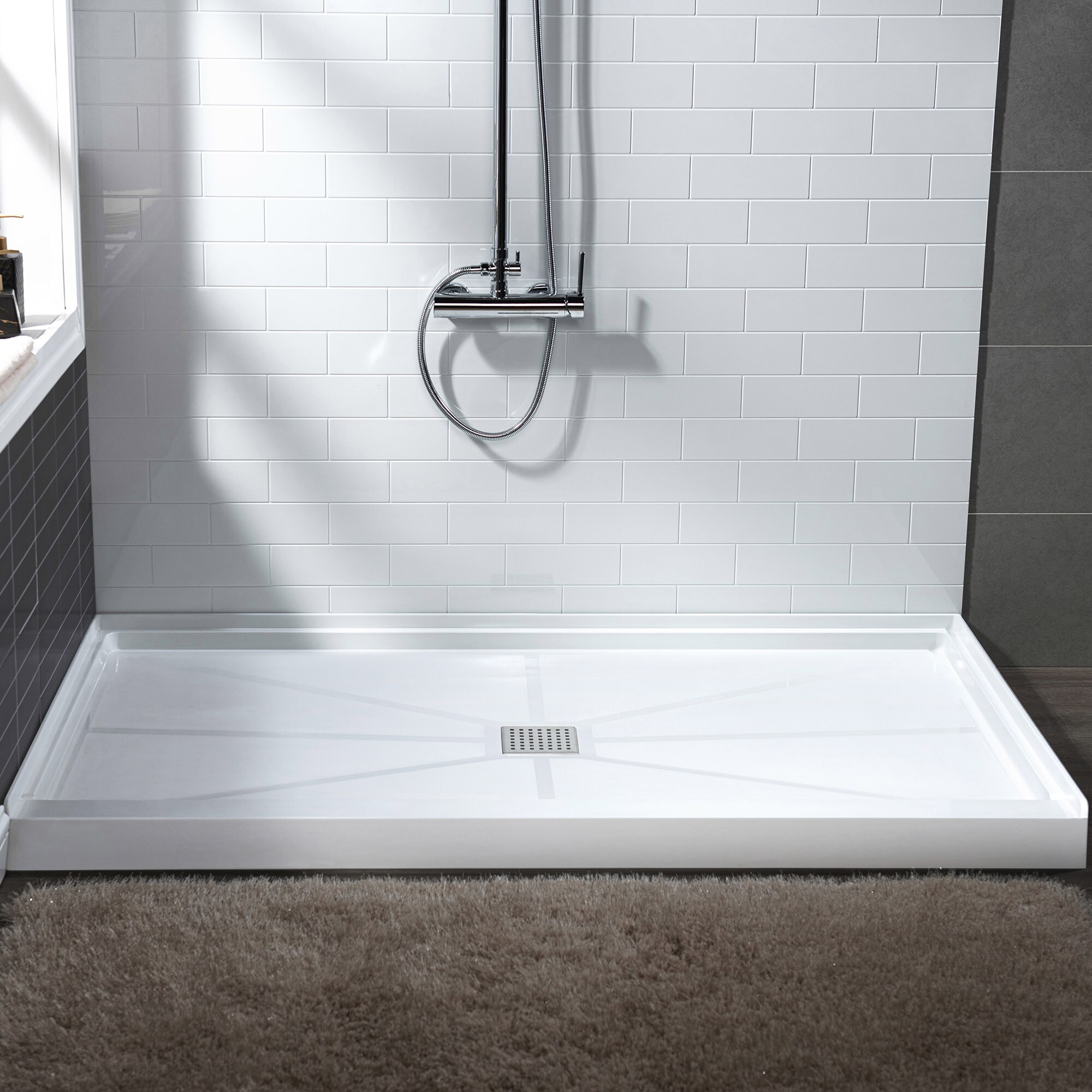 WoodBridge 60'' W 32'' D Rectangular Single Shower Base & Reviews