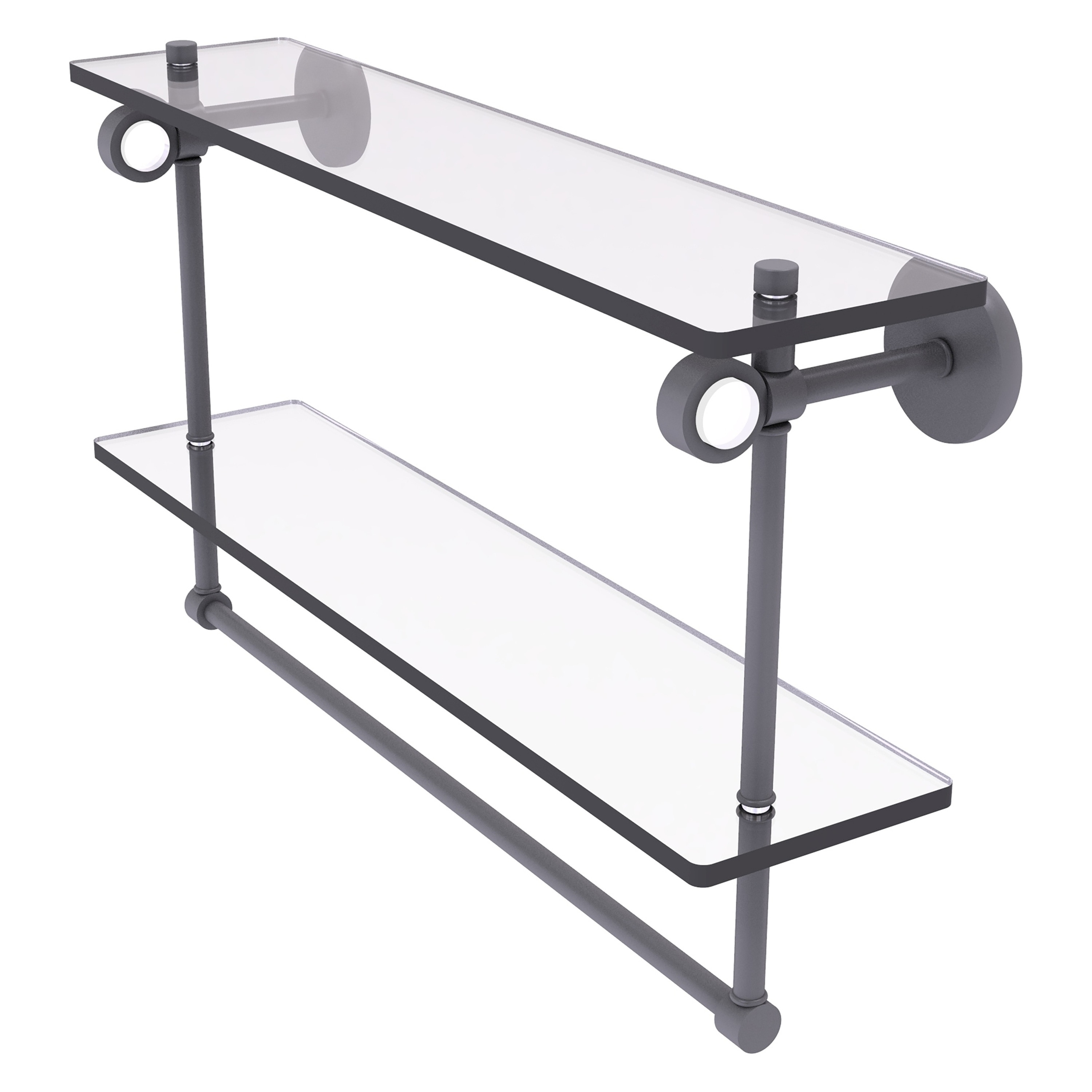 Allied Brass CV-2TB-22-GYM Clearview Matte Gray 2 -Tier Wall mount Bathroom Shelf ( 22-in x 12.8-in x 5-in )