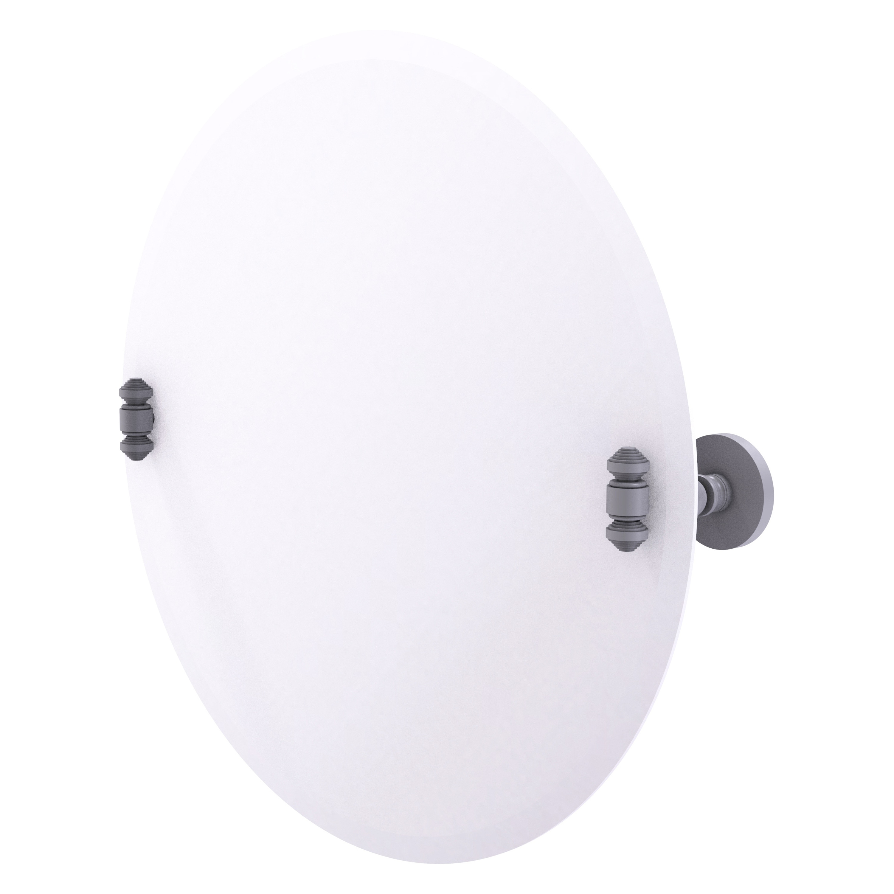 Allied Brass SB-90-GYM Southbeach 22-Inches x 22-Inches Beveled Frameless Round Tilting Bathroom Vanity Mirror ( Matte Gray )