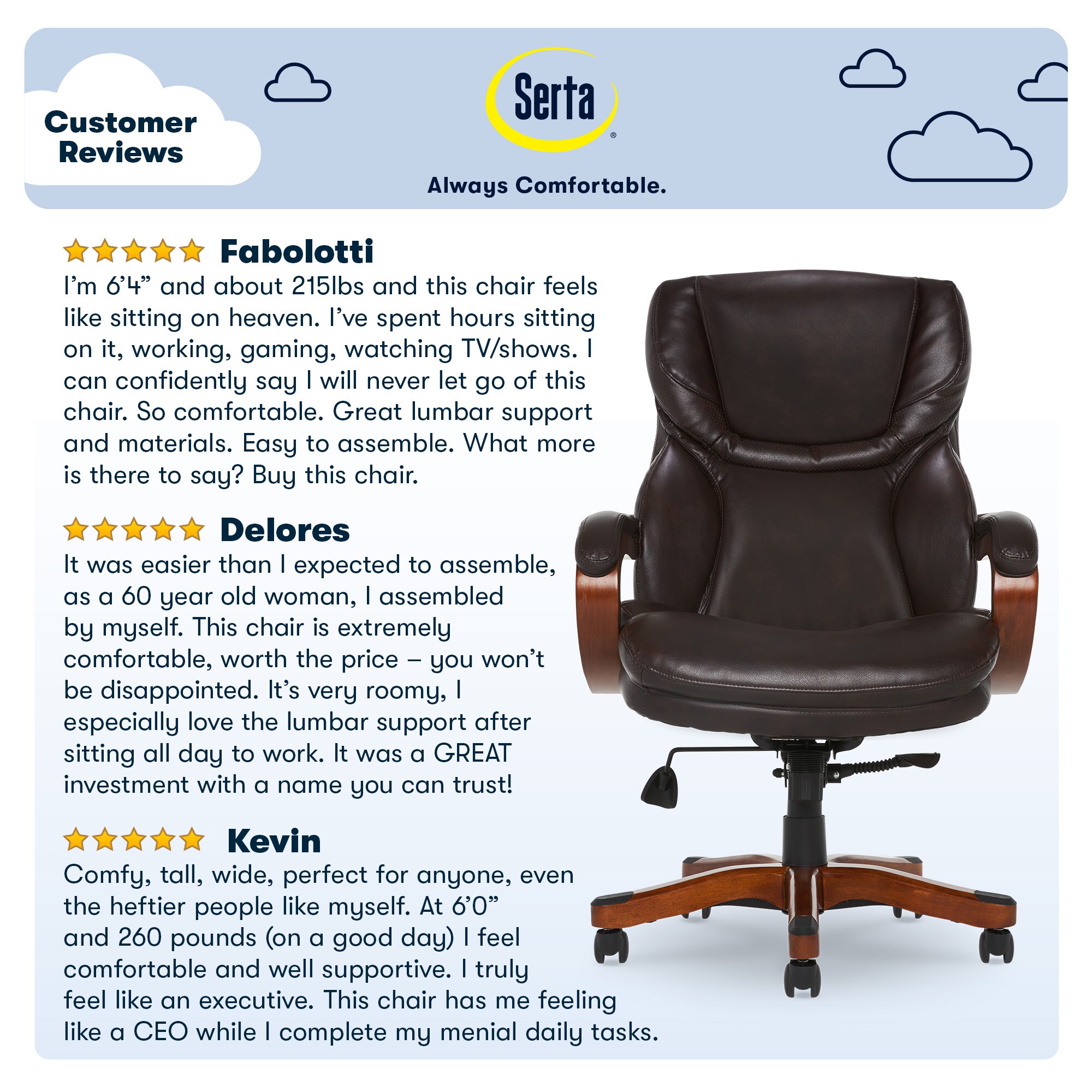 Conway High Back Brown Faux Leather Executive Swivel Chair