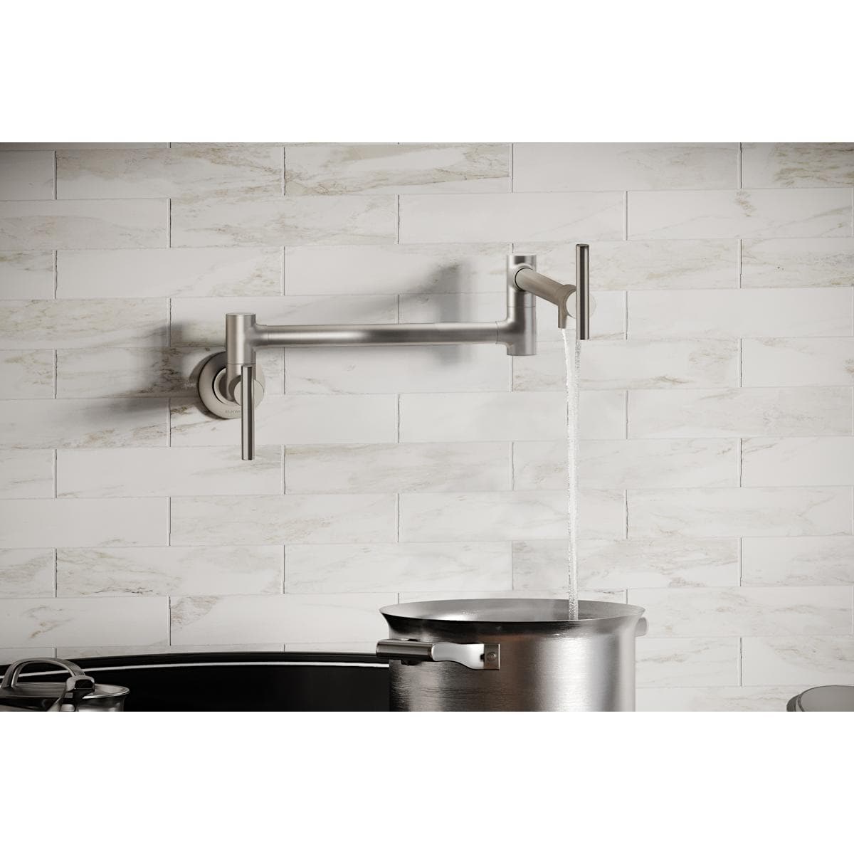 Elkay LKAV4091LS Avado Lustrous Steel Single Handle Wall-mount Pot Filler Kitchen Faucet