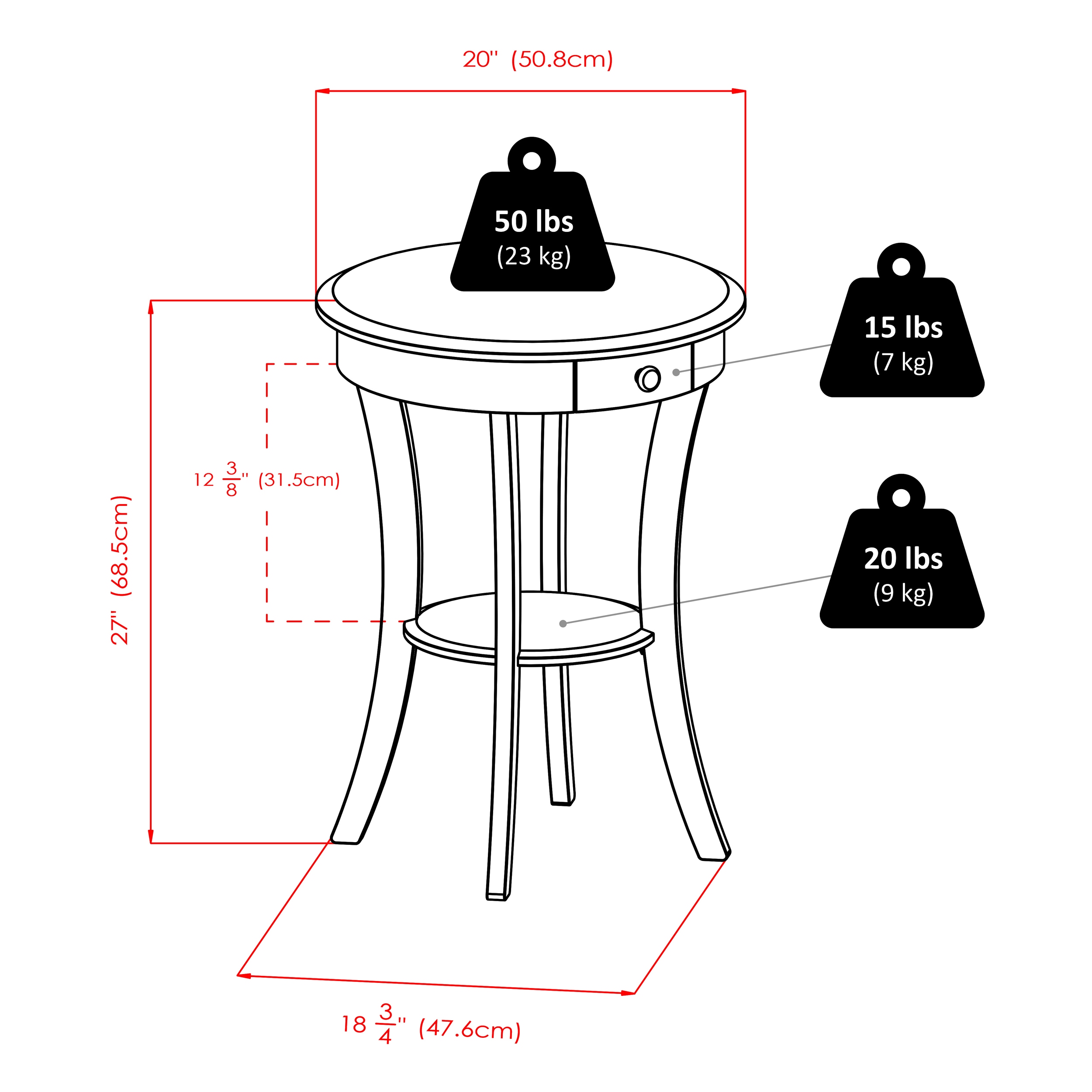 winsome sasha round accent table