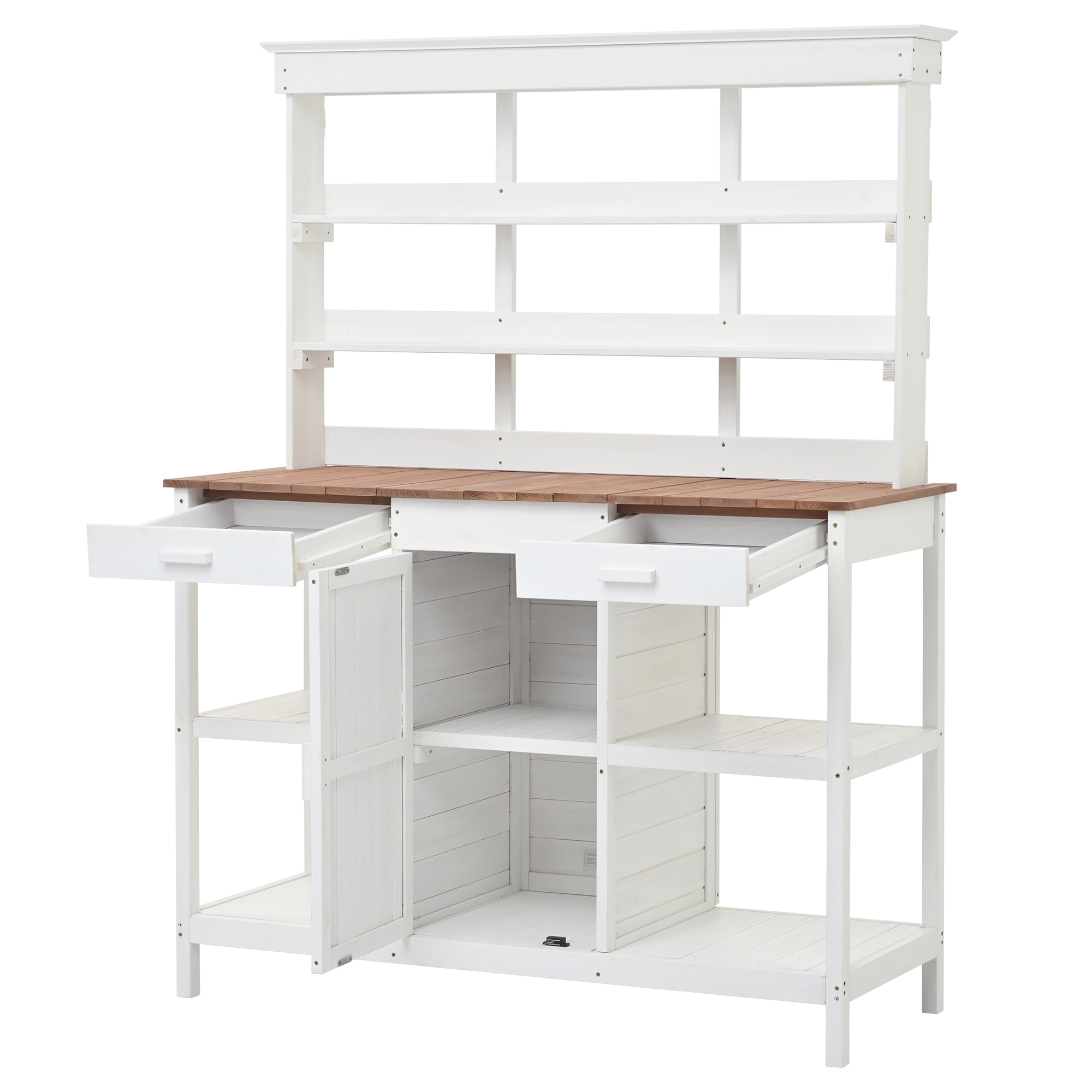 SINOFURN SYA010605WT 50.2-in x 66-in x 19.7-in White Potting Bench