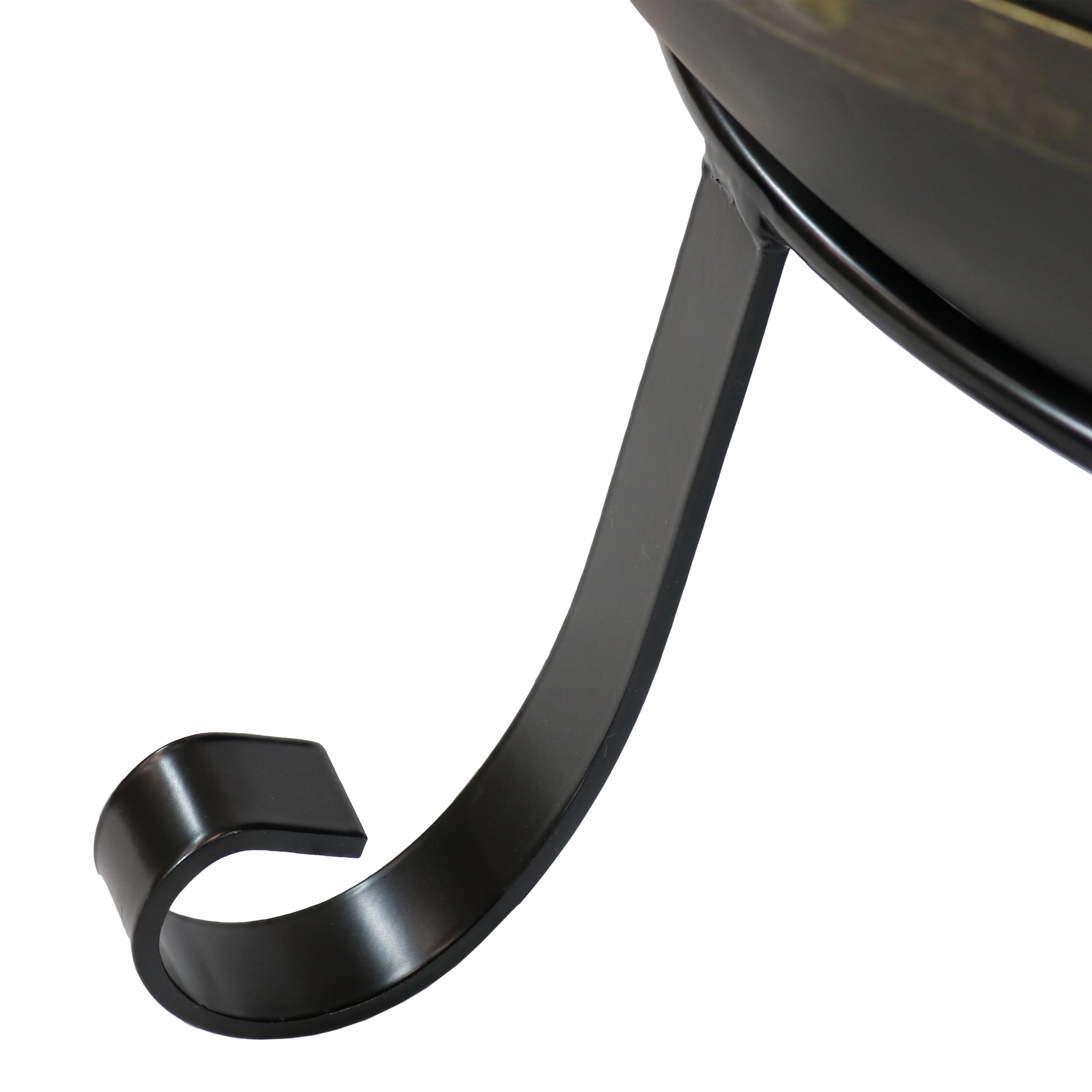 Victorian 25" Black Steel Fire Bowl with Spark Screen