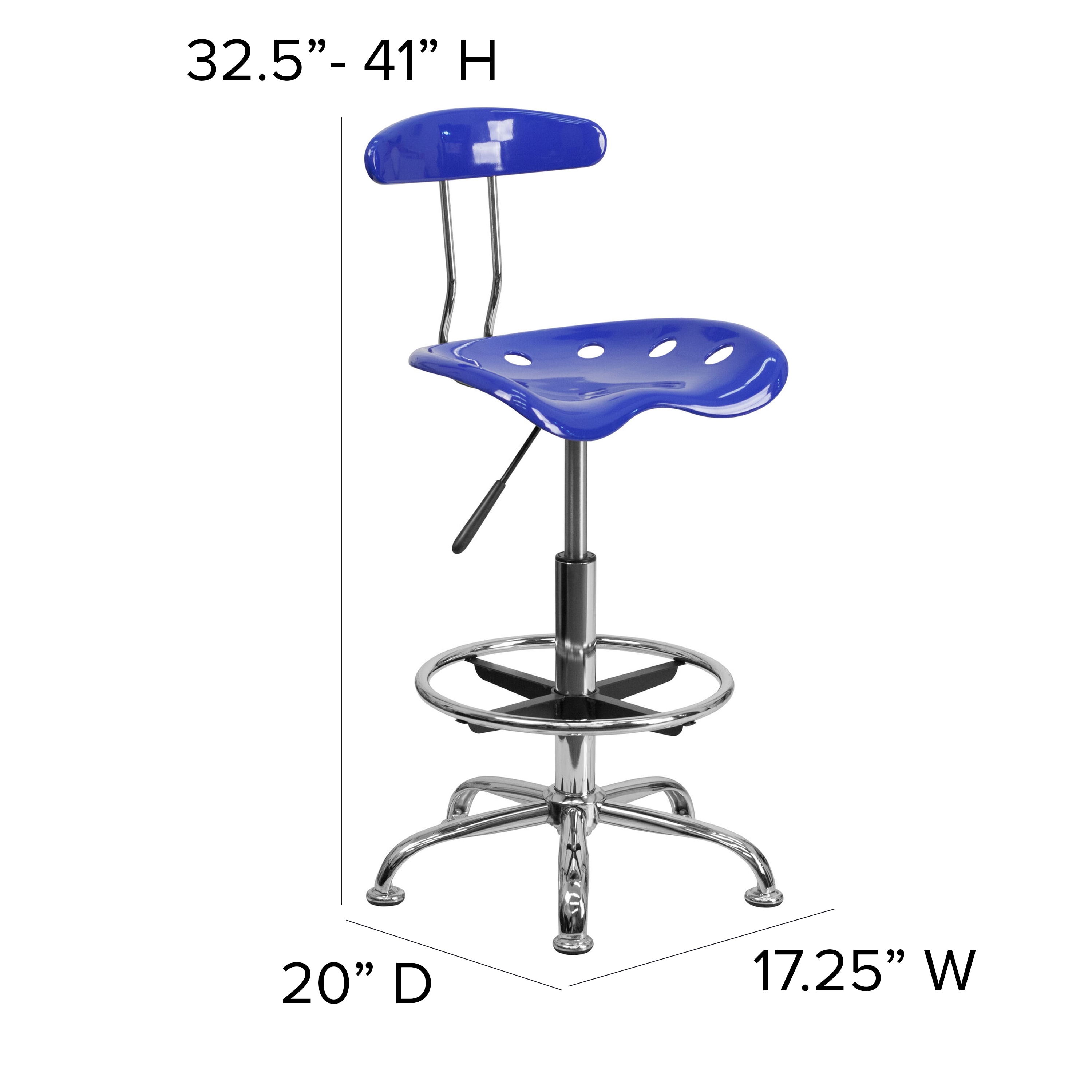 Nautical Blue Adjustable Swivel Metal and Acrylic Drafting Stool