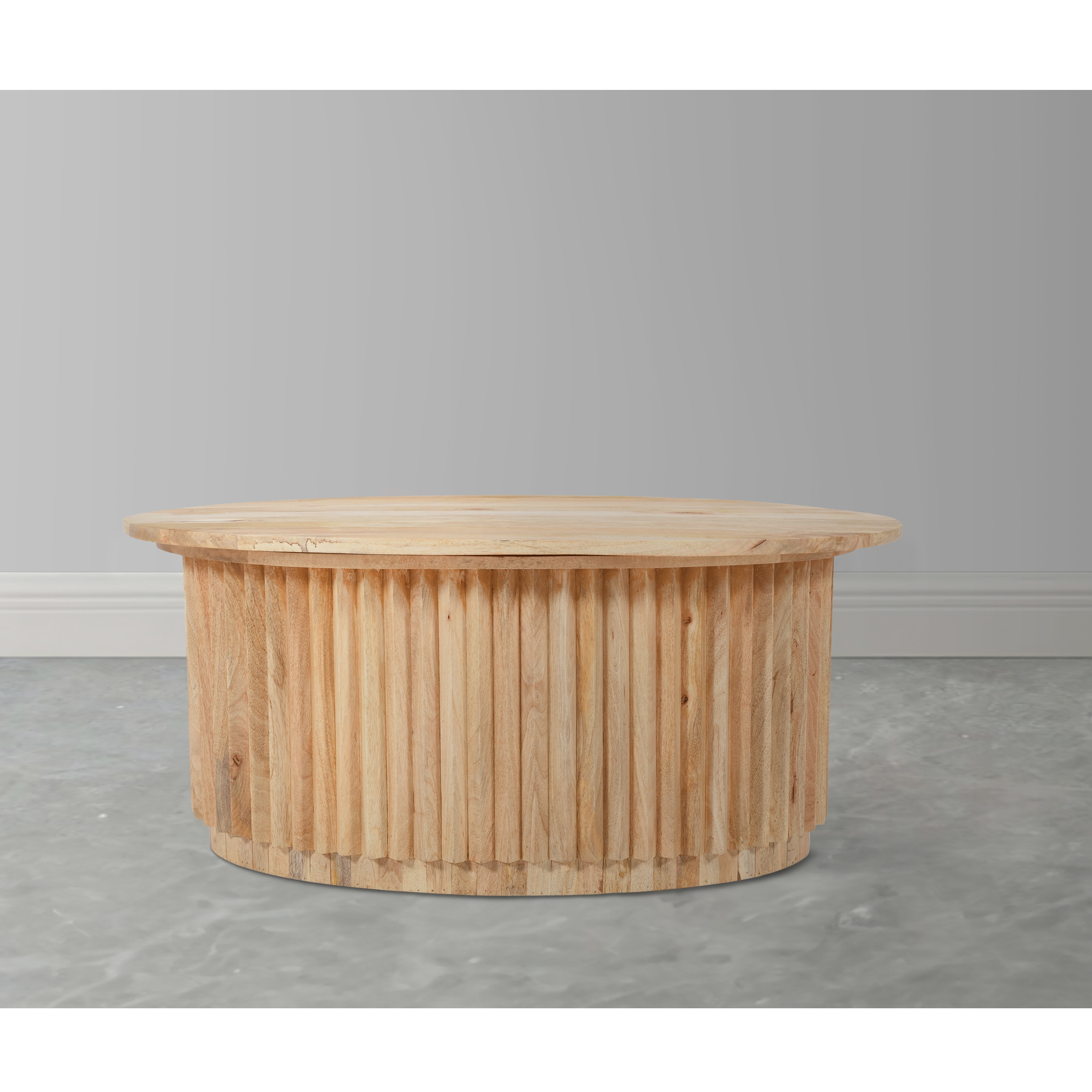Natural Brown Oval Mango Wood Coffee Table with Hidden Storage