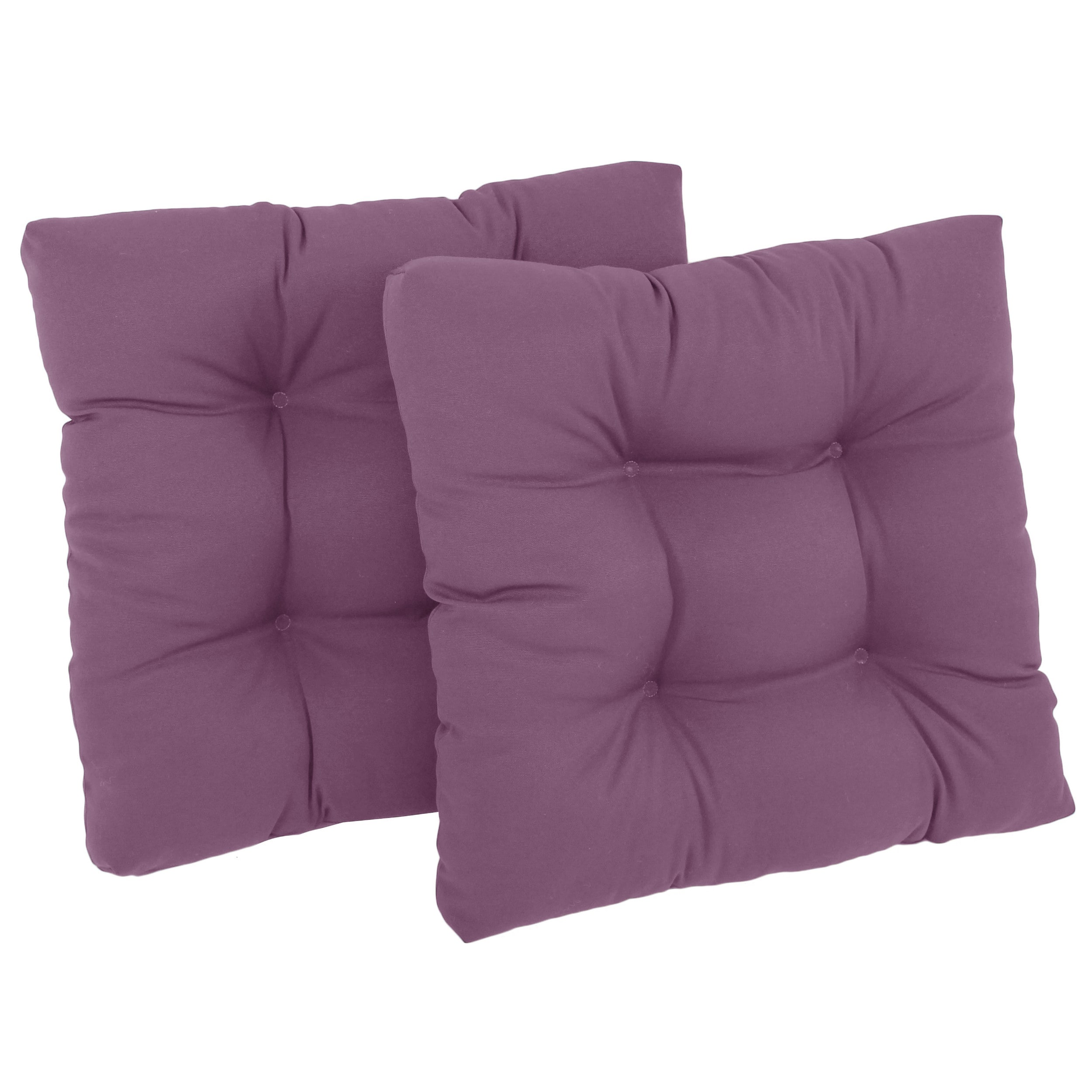 Blazing Needles 16-Inch Solid Twill U-shaped Chair Cushions - Set of 2, Grape, Indoor, Tufted Design, Made in USA