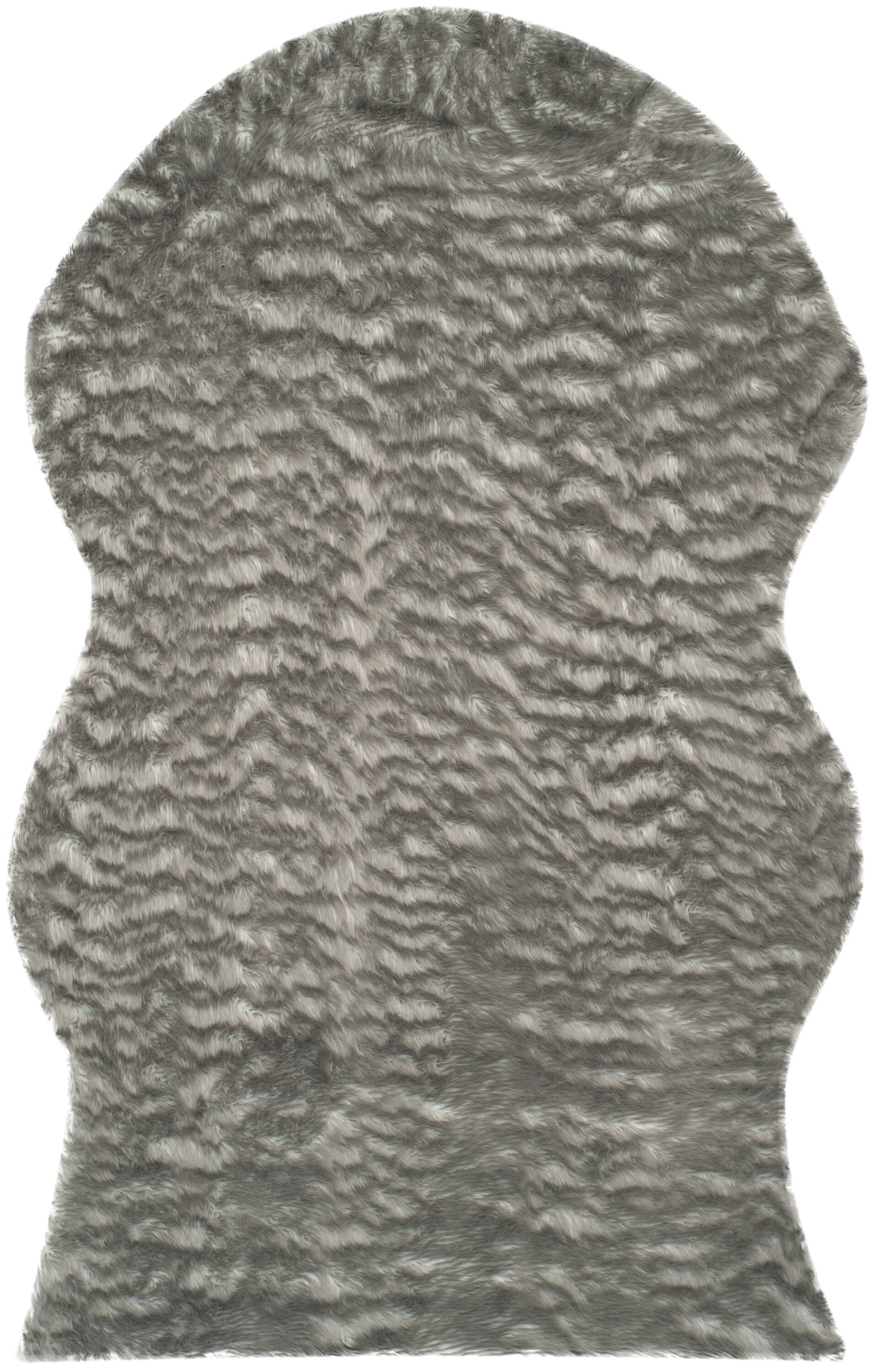 Safavieh FSS118B-5 Faux Sheep Skin Cenise 5 x 8 (ft) Loomed Synthetic Dark Gray Irregular Indoor Solid Area rug
