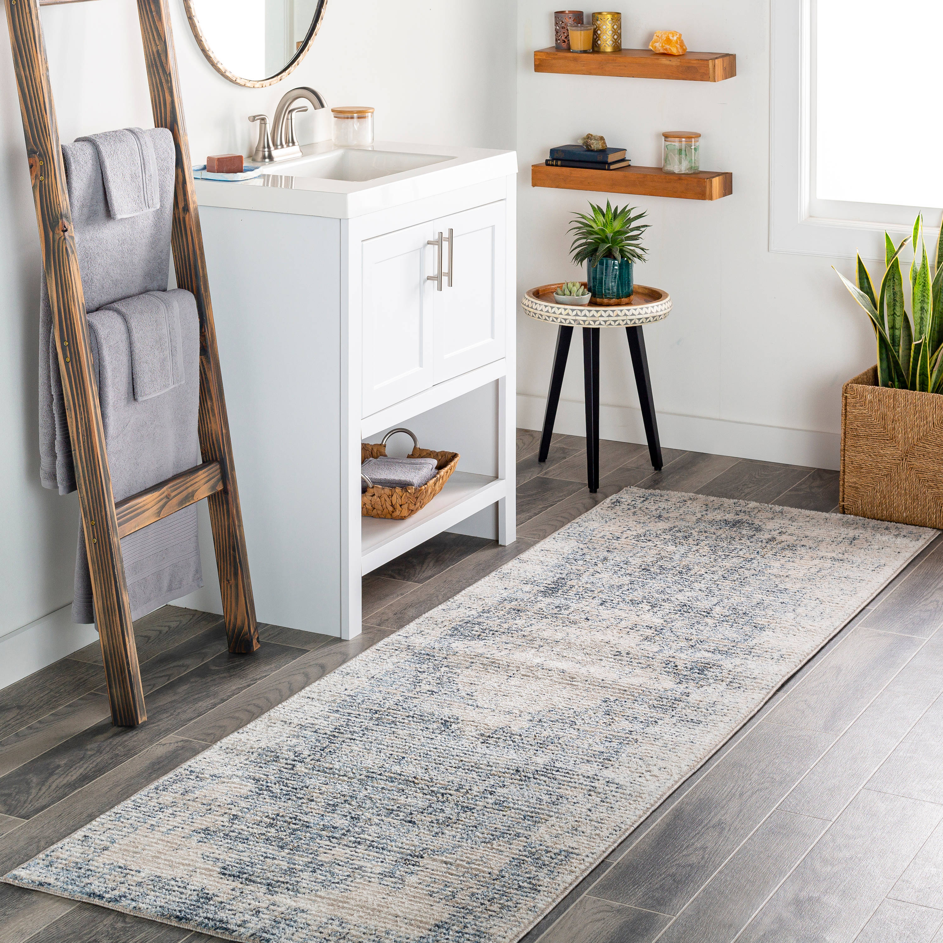 Surya AMO2304-268 Amore 3 x 8 (ft) Polyester Dark Gray Rectangular Indoor Medallion Oriental Runner rug