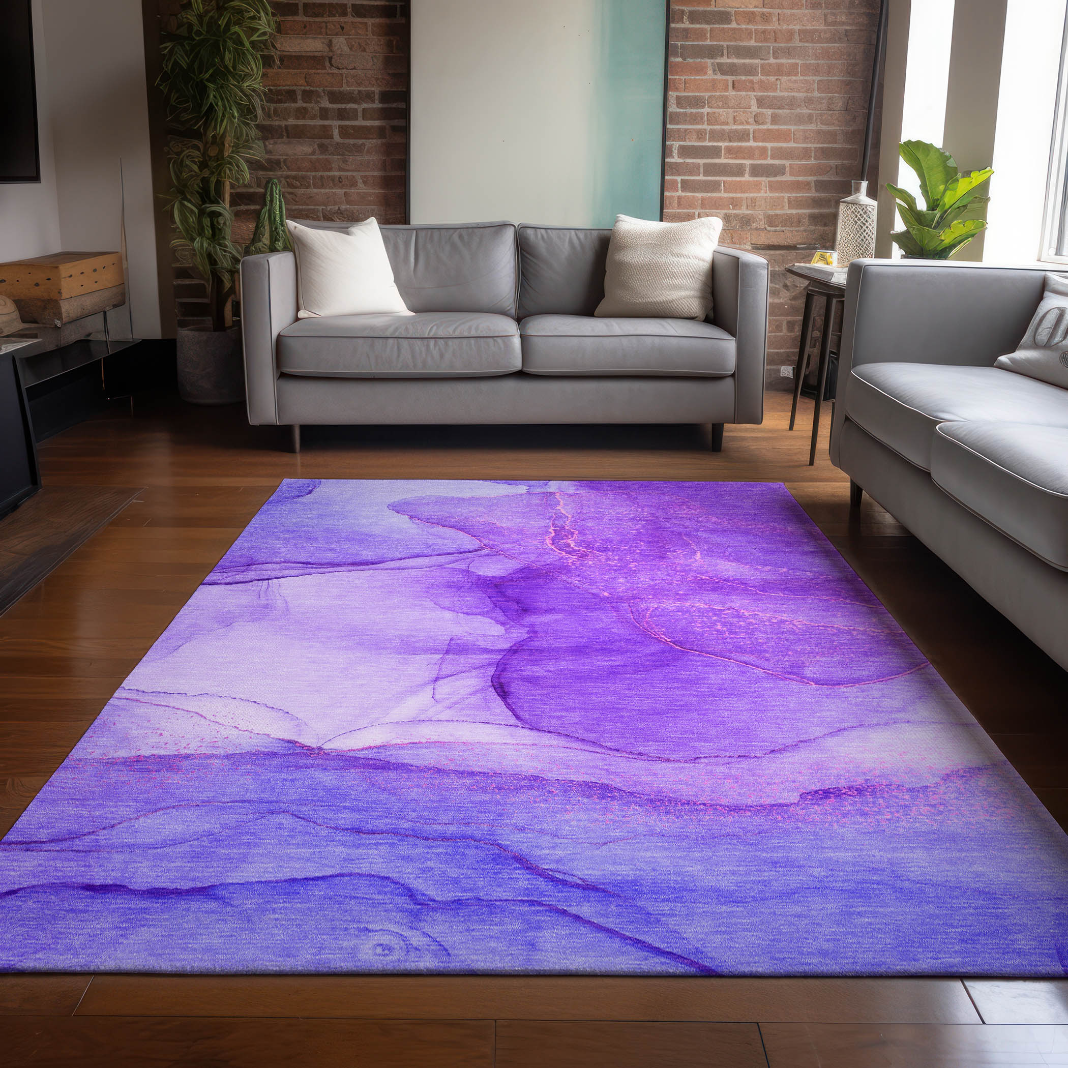 Addison Rugs ACN507PP9X12 Chantille ACN507PP 9 x 12 (ft) Polyester Purple Rectangular Indoor/Outdoor Abstract Machine washable Area rug