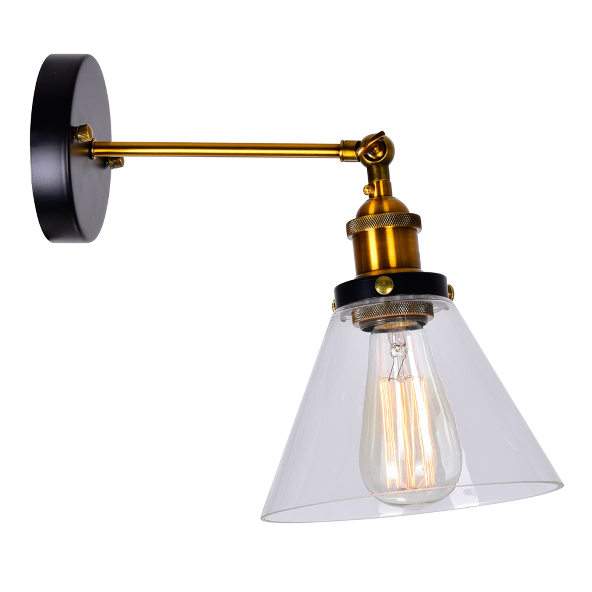 Eustis 12" Black and Gold Brass Direct Wired Sconce