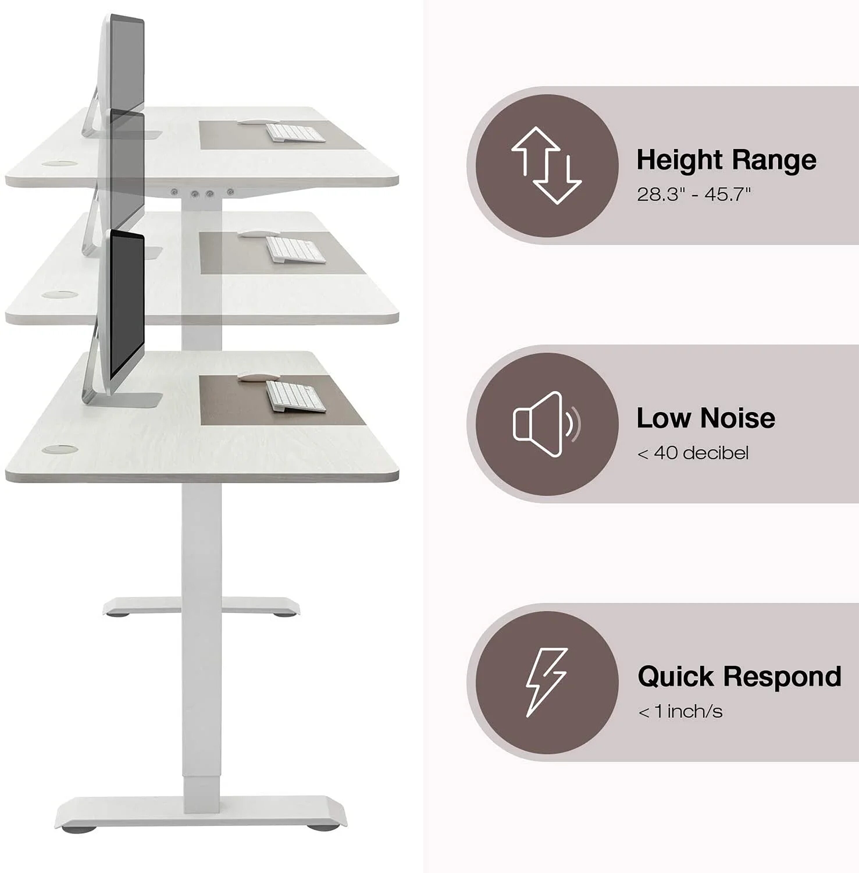 Vineego Electric Standing Desk Height Adjustable Office Desk with 55” x  27.5” Tabletop Home Office Workstation, Beige Finish 