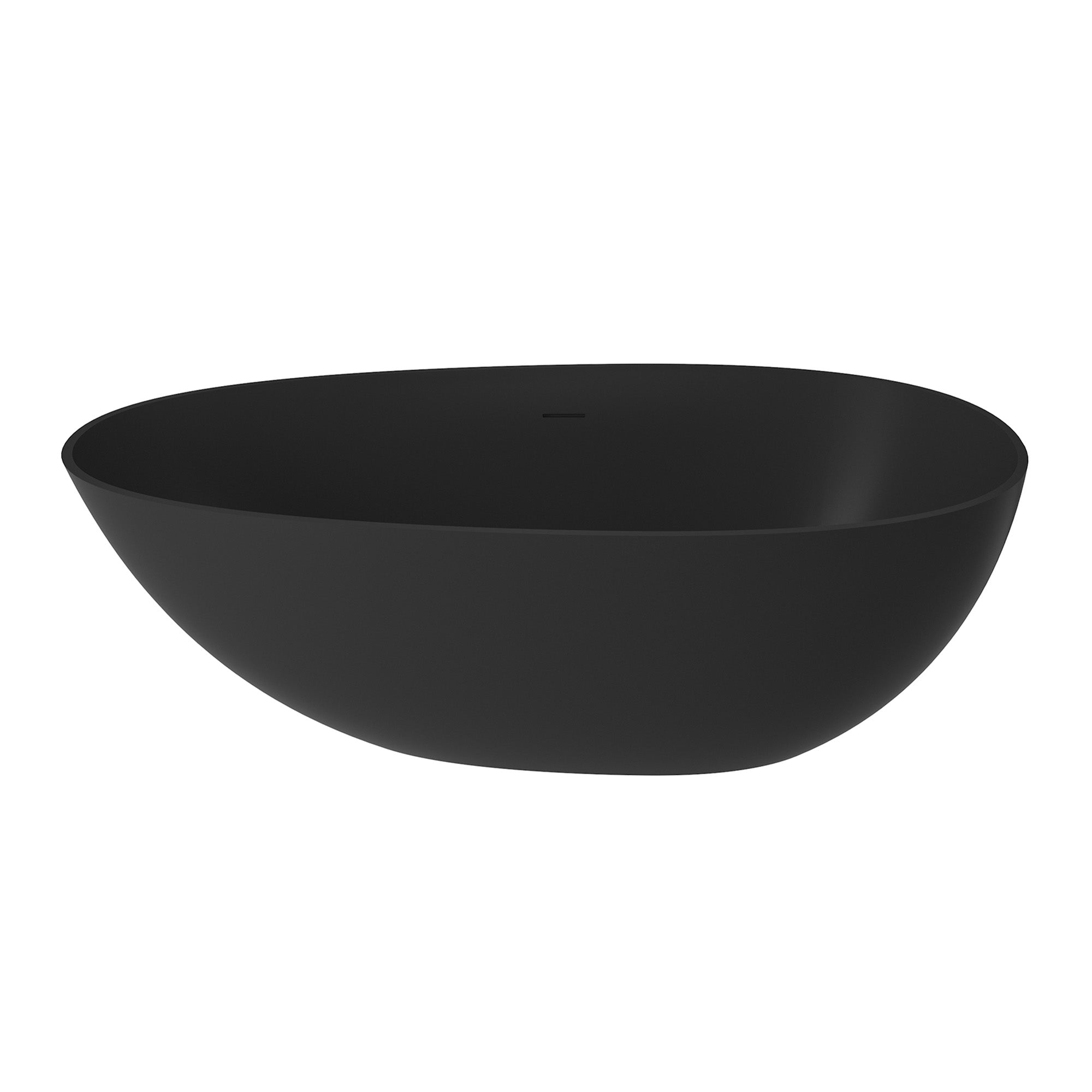 Boyel Living BL00559MB 59 in. x 31 in. Solid Surface Stone Resin Freestanding Soaking Bathtub with Center Drain and Drainer and Hose in Matte Black
