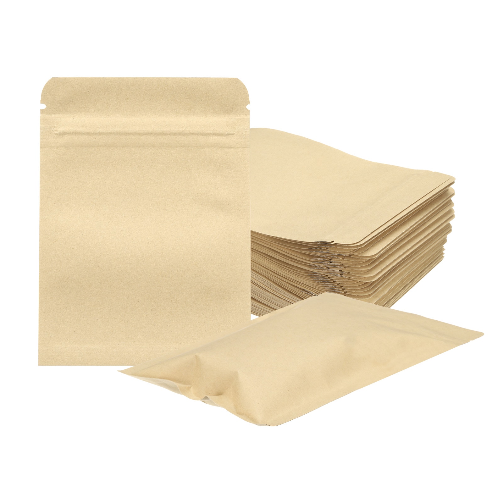 Unique Bargains - 100pcs Kraft Paper Sealable Bags Foil Resealable Seal Pouches Packaging Zipper ...