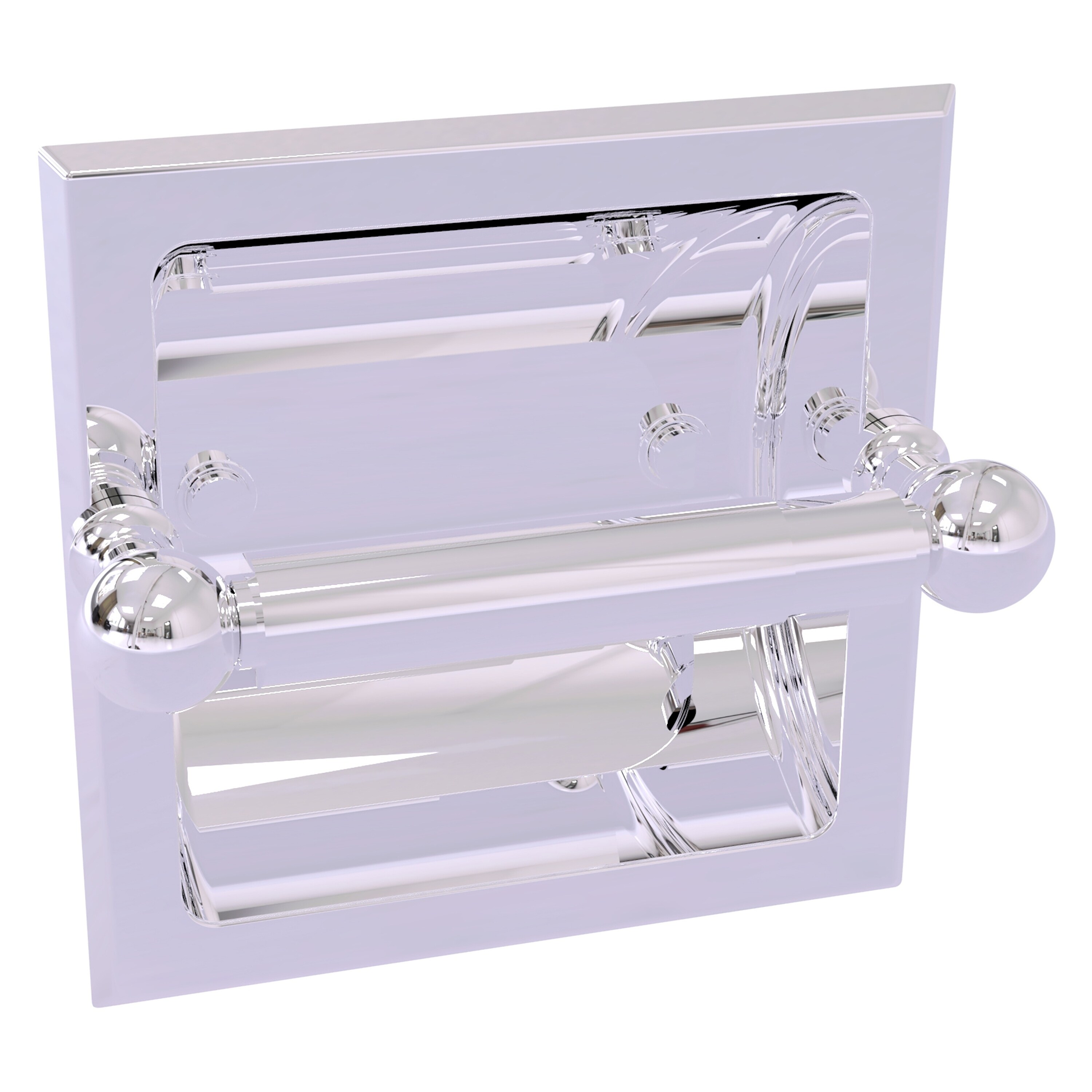 Allied Brass DT-24C-PC Dottingham Polished Chrome Recessed Double post Toilet Paper Holder 1 -Rolls with Storage