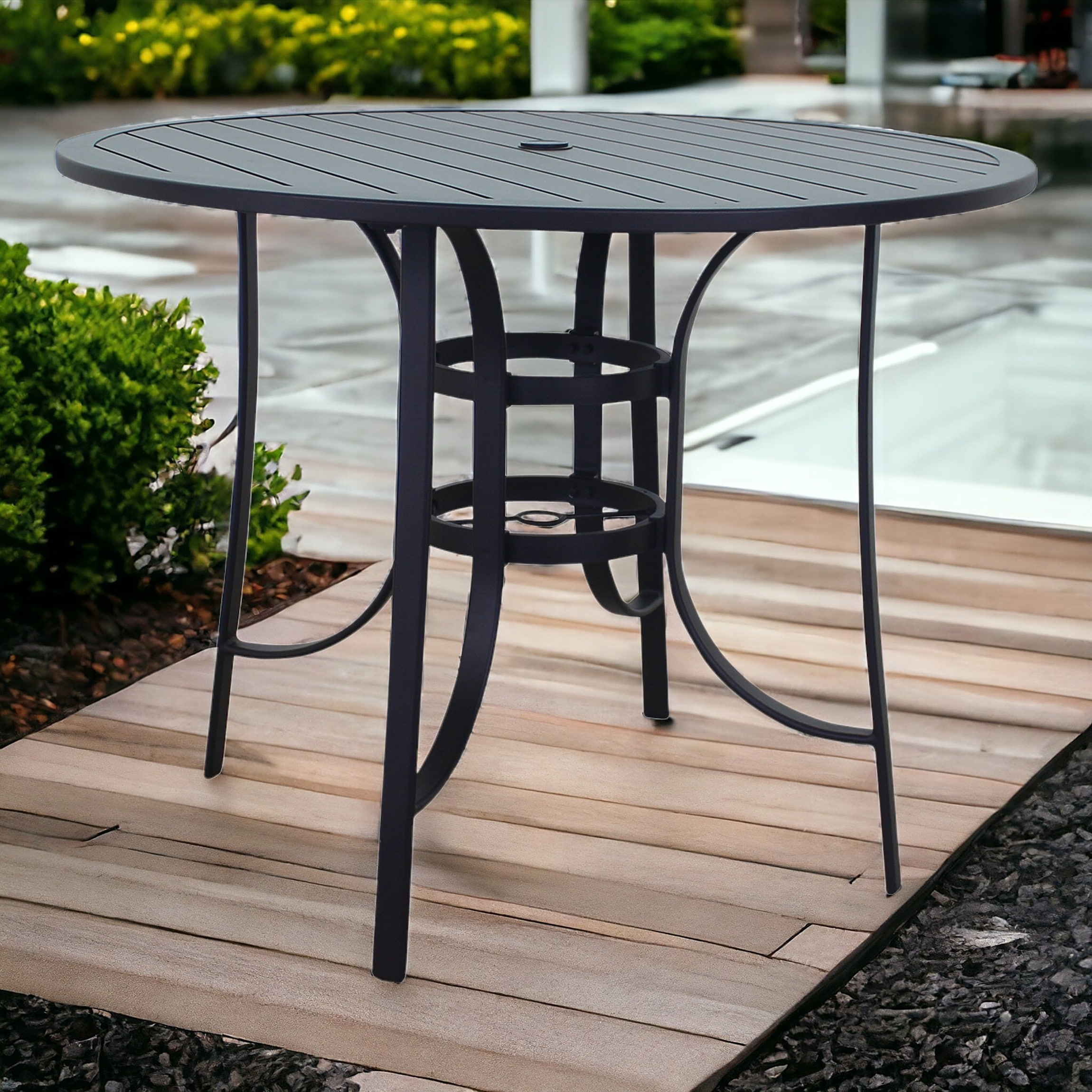 Courtyard Casual 5732 Santa Fe - Java Round Outdoor Balcony 47.99-in W x 47.99-in L with Umbrella Hole