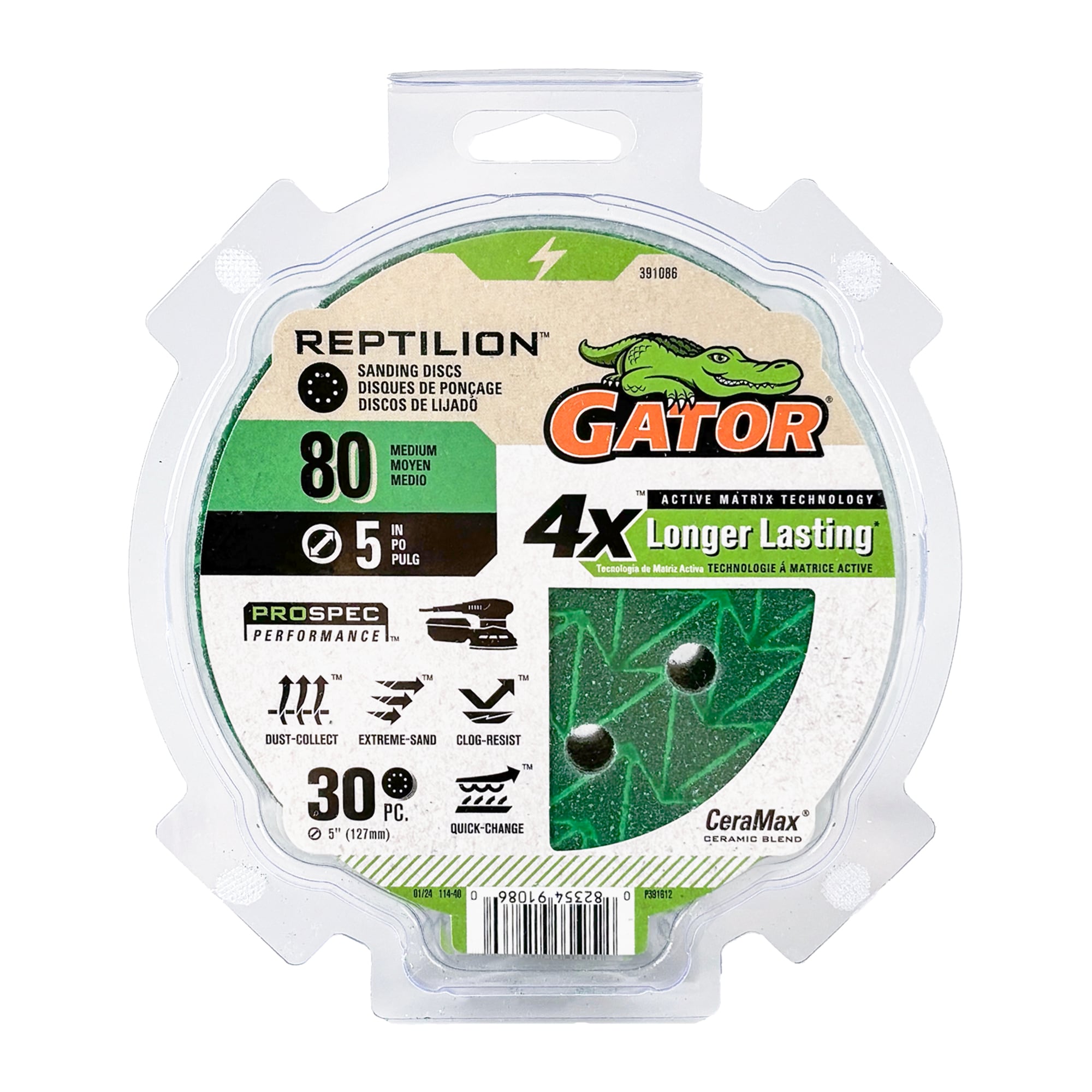 Gator Reptilion 30 Piece Ceramic Alumina 80 Grit Disc Sandpaper 391086 at Lowes