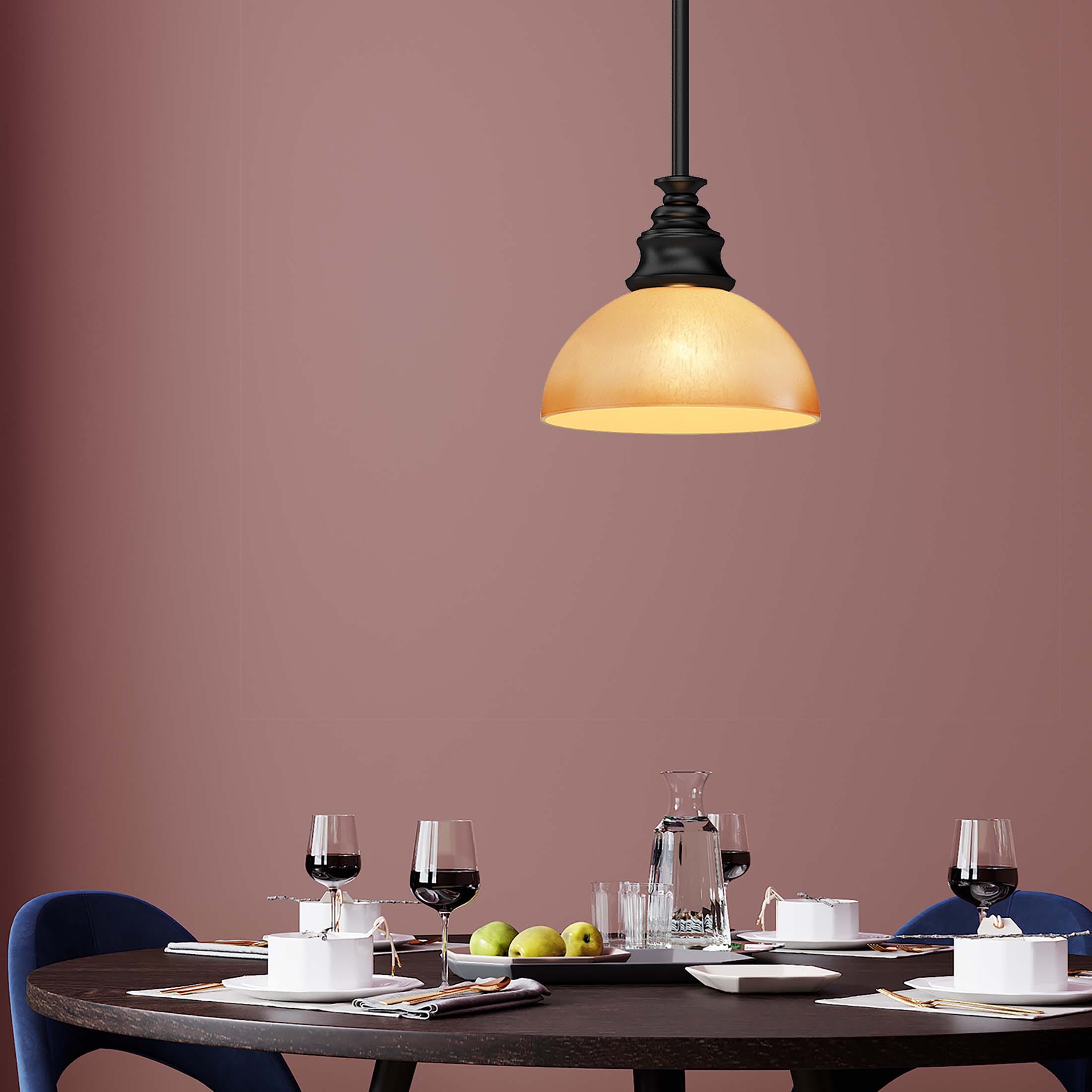 Rainier Bronze Mini Pendant with Sandstone Glass Shade
