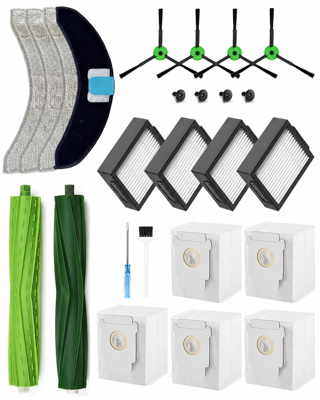 Anqtovp - 17pcs Replacement Set for Robot Vacuum 105 104 Combo Essential Main Brushes Side Brush...
