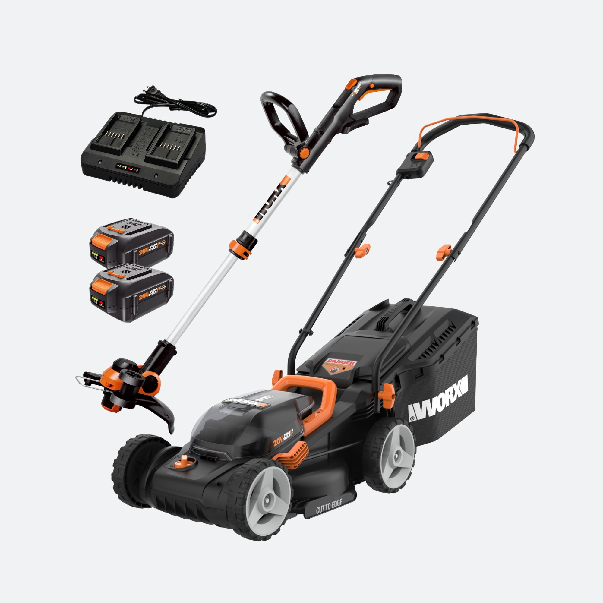 WORX Power Share 20-volt Max Cordless Battery String Trimmer Lawn Mower Combo Kit (Battery & Charger Included) WG934 Sansujyuku sansujyuku.com