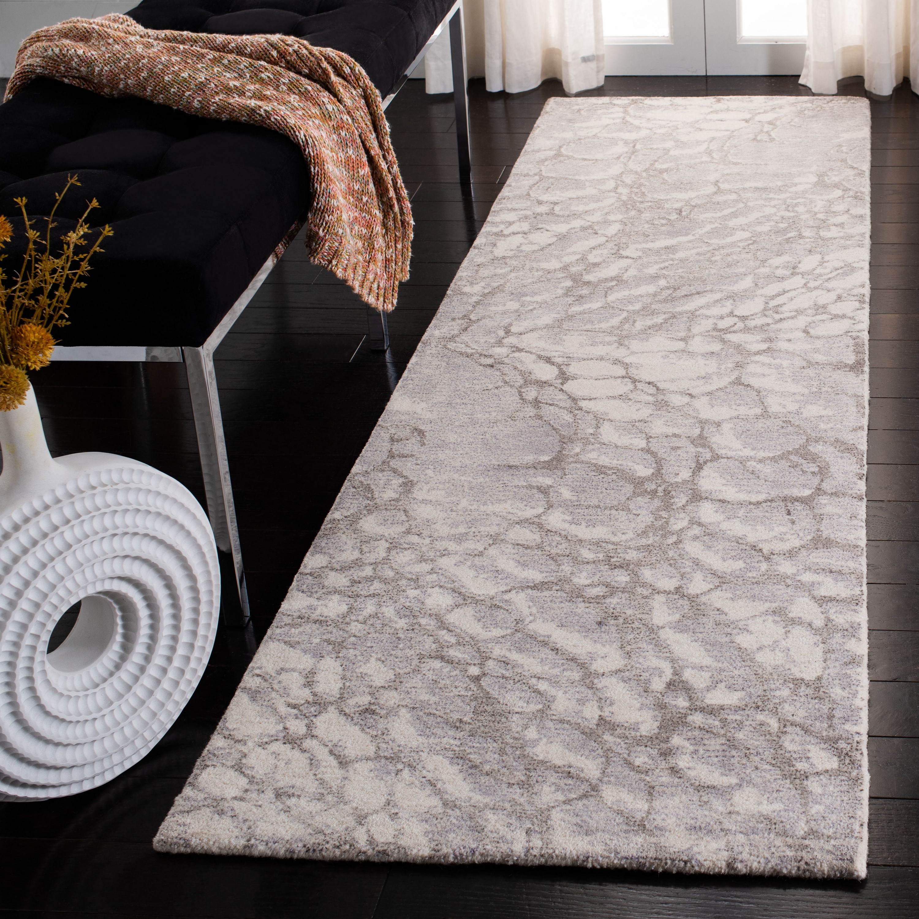 Elysian Fields Purple & Ivory Tufted Wool Blend Runner Rug