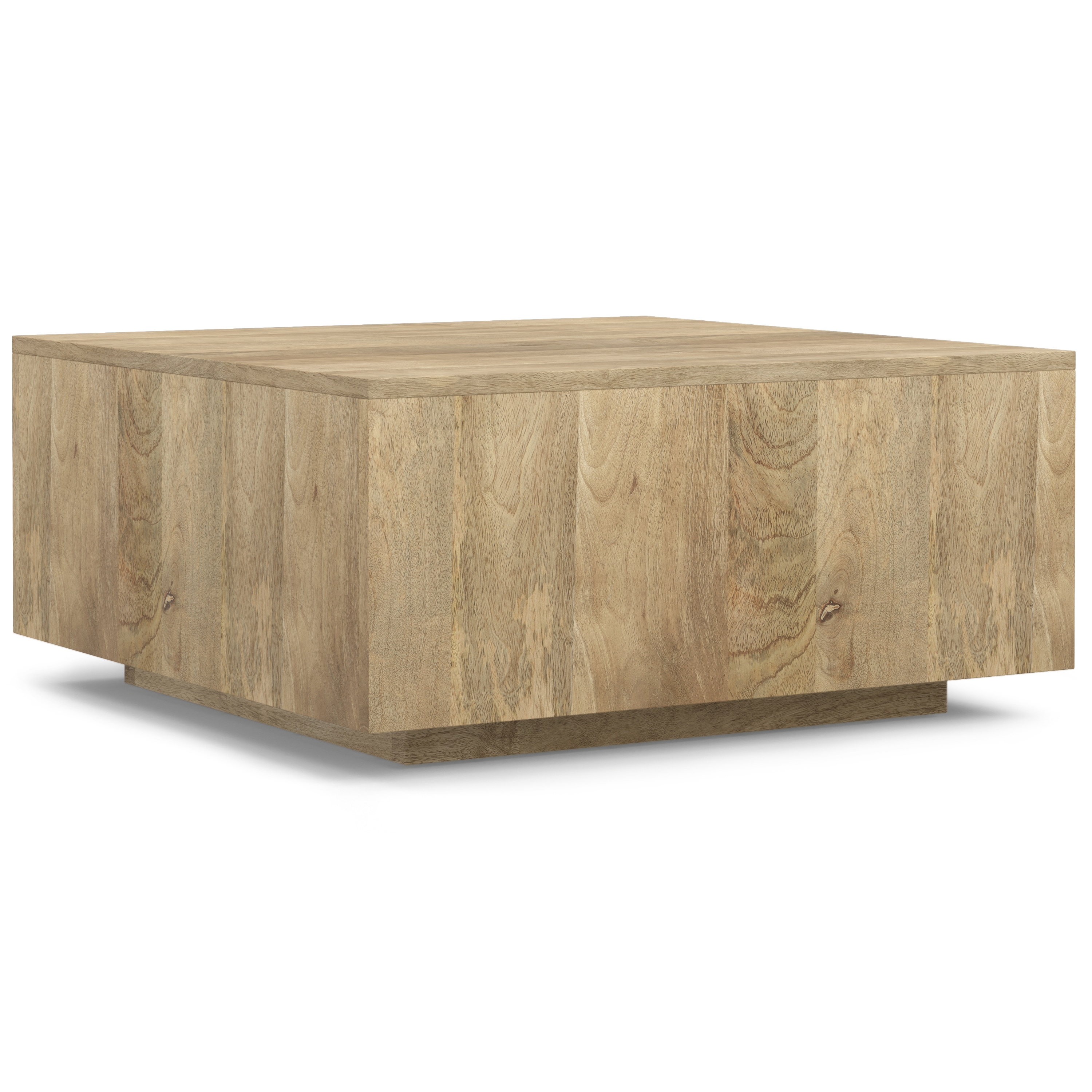 Natural Mango Wood Square Coffee Table with Streamlined Silhouette