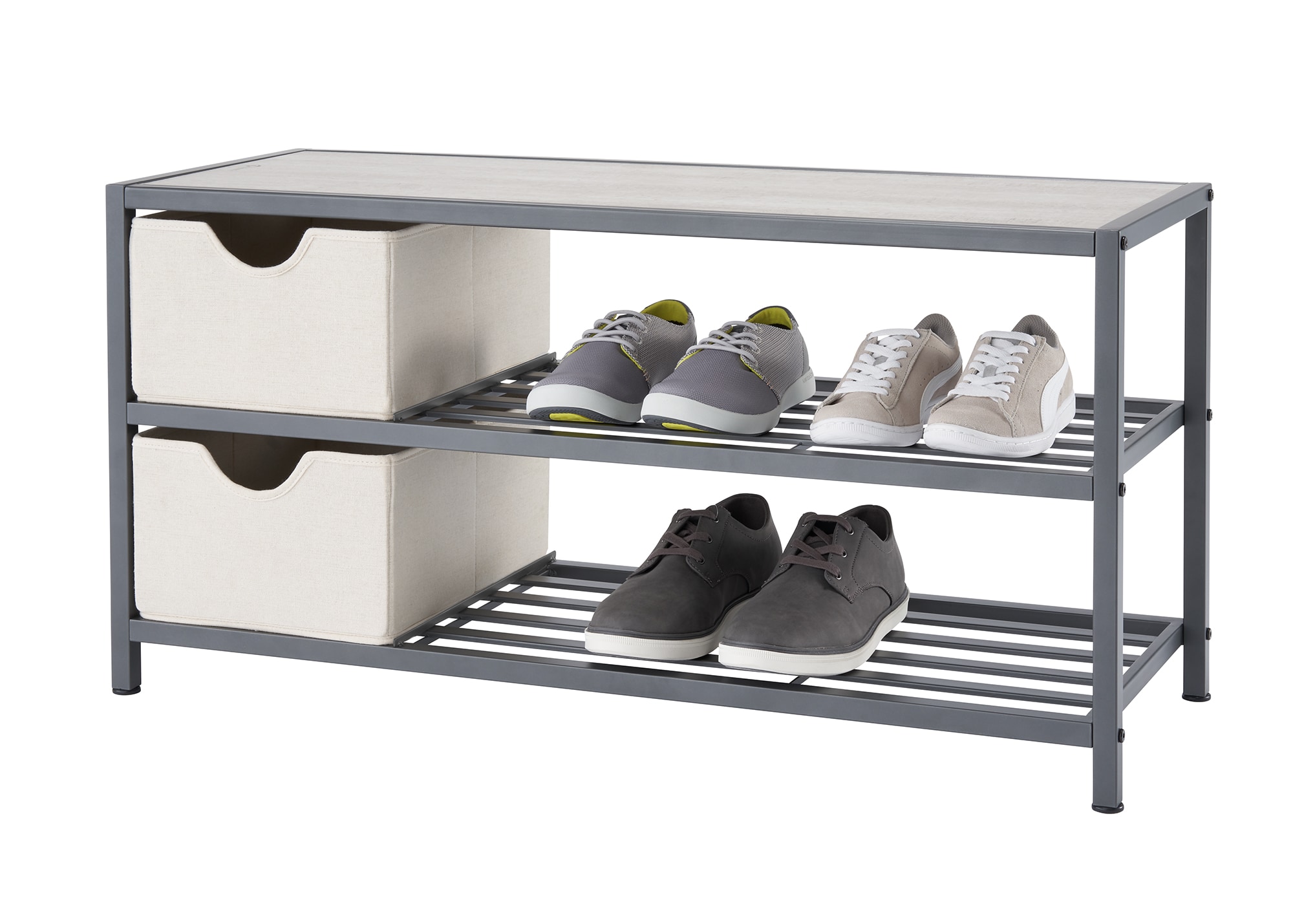 SUFAUY Shoes Rack Shelf for Closet Metal Stackable Shoe Storage Organizer,  Wire Grid, 3-Tier, Rustic Bronze