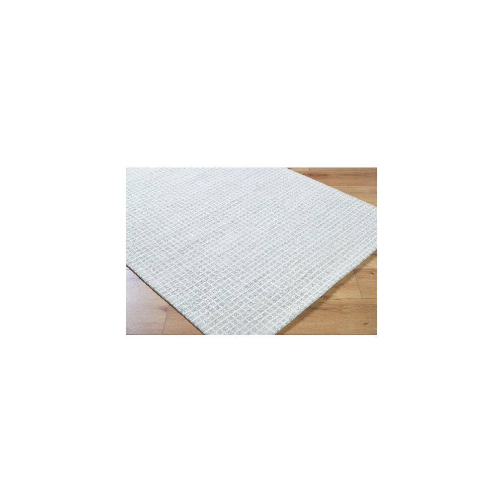 Pale Blue Tufted Wool Rectangular Area Rug, 5' x 7'