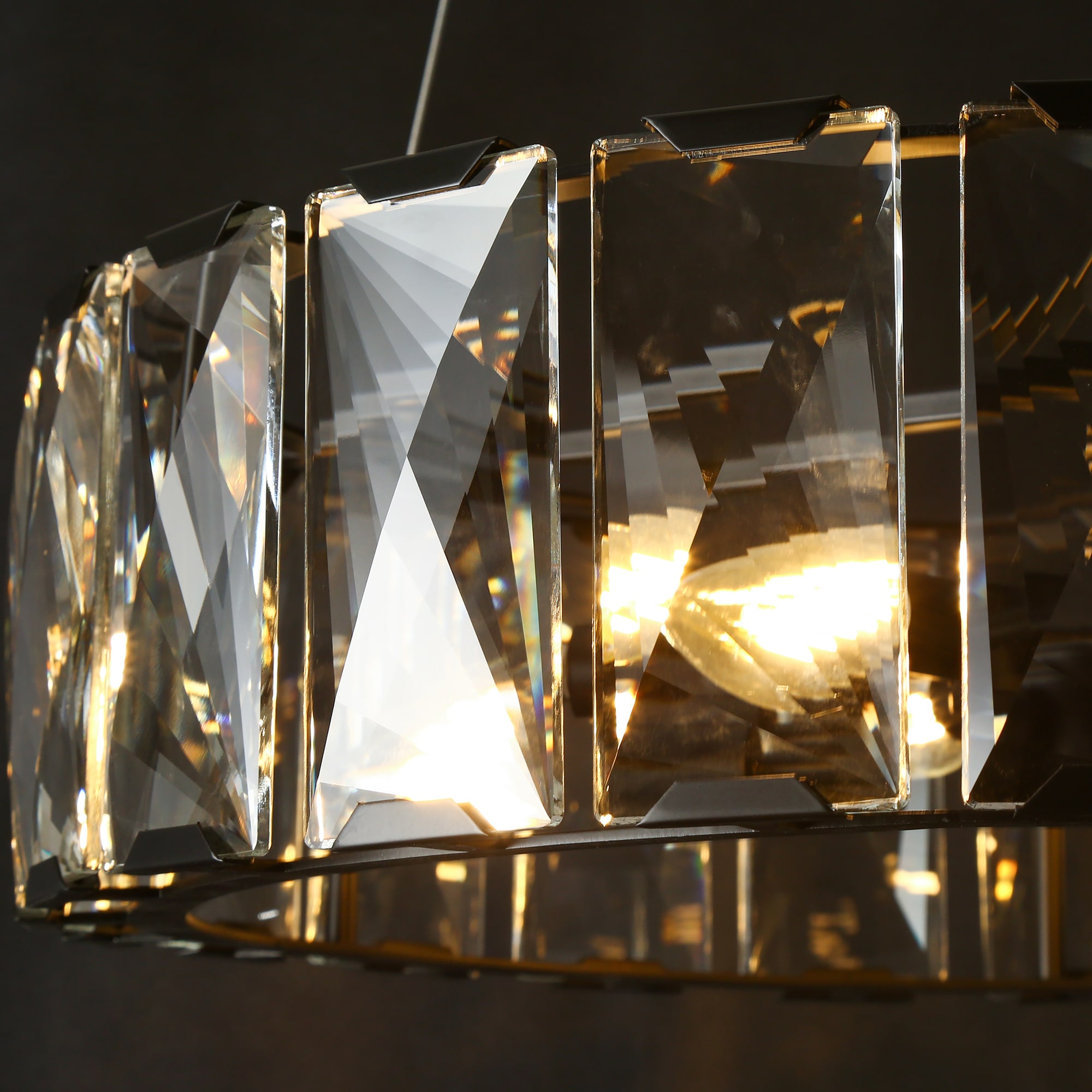 Modern Black Crystal 6-Light Drum Chandelier with Clear Crystals