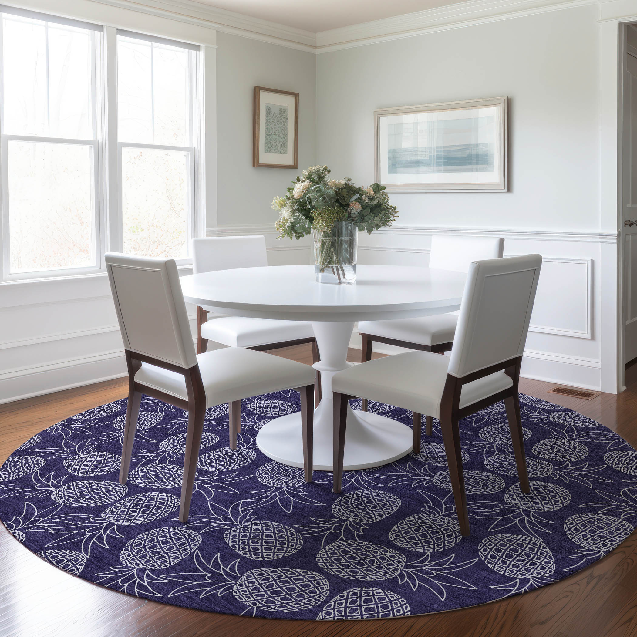 Addison Rugs AMF161BL8RO Mayfield AMF161BL 8 x 8 (ft) Loomed Polyester Blue Round Indoor Geometric Machine washable Area rug
