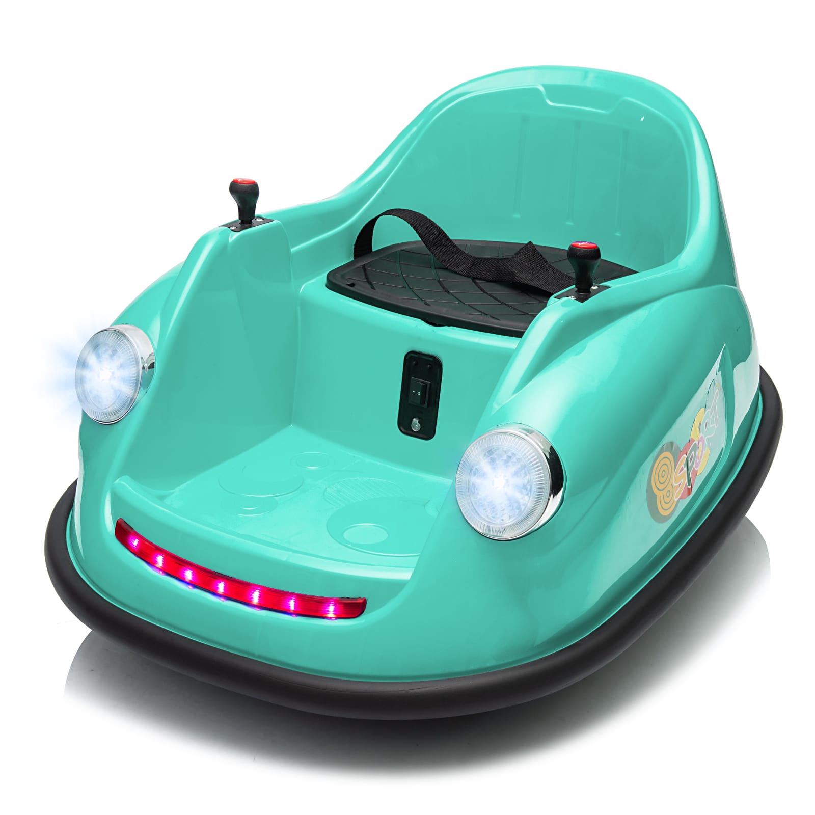 Qeetex TCPTO0Z68TNWC 12V Bumper Car For Toddlers With Remote Control 360 Degree Spin Lights And Sounds Electric Kids Ride On Vehicle Blue Green