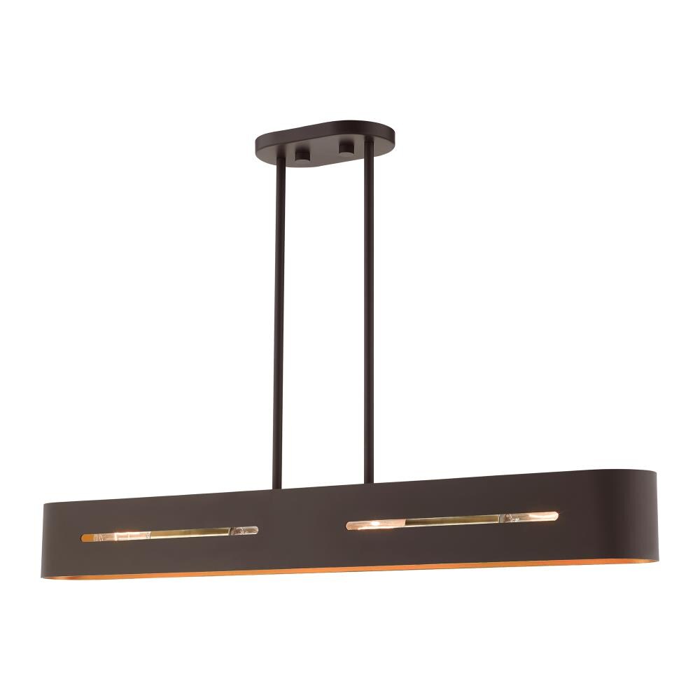 Bronze Antique Brass 4-Light Linear Chandelier with Gold Finish