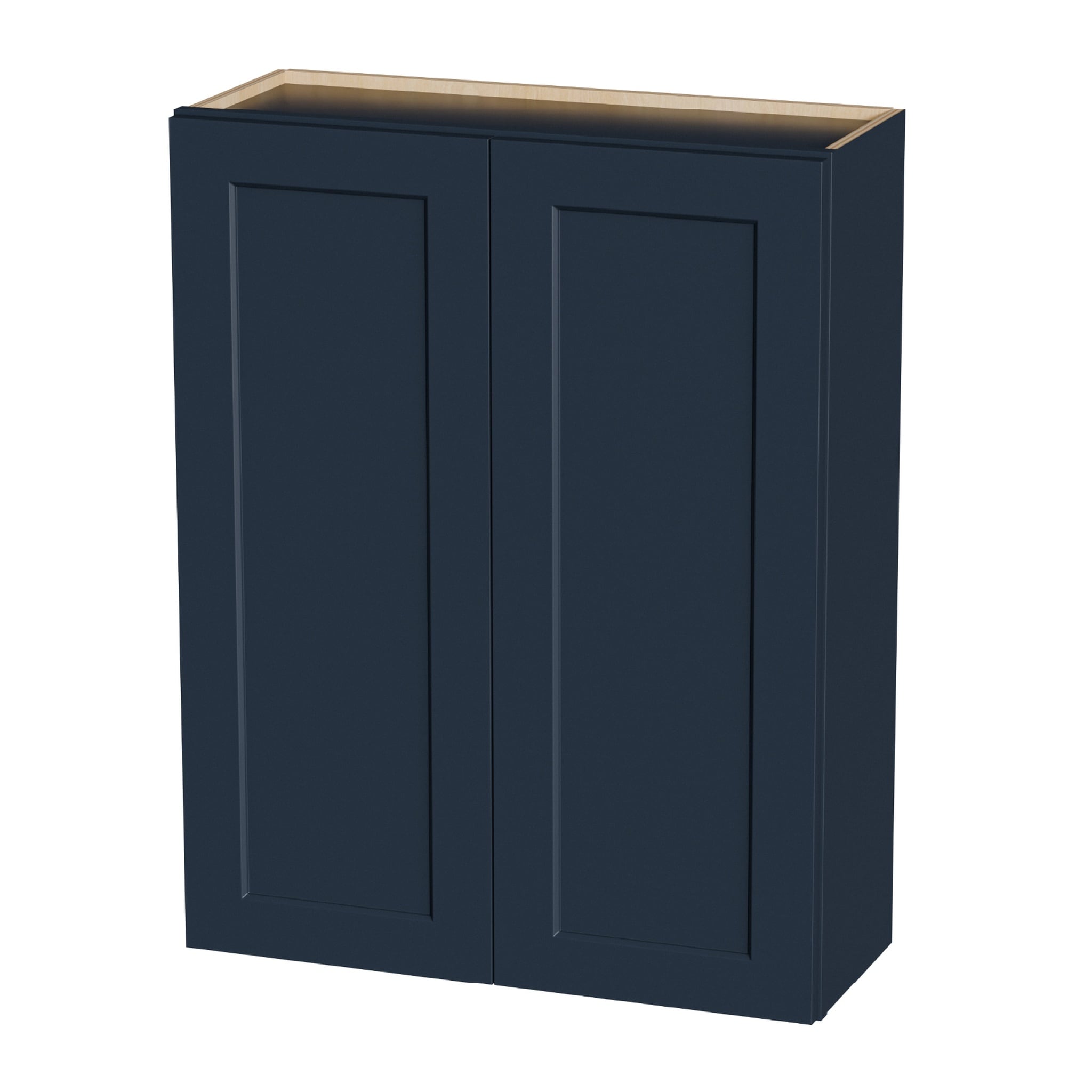 WOQWOQ 33in-W x 12in-D x 42in-H Wall Cabinet Solid Wood with 3 Adjustable Shelves Navy Blue