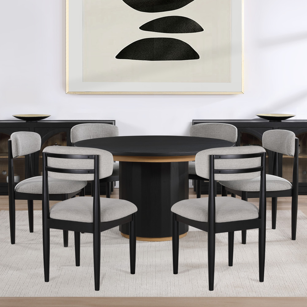 Magnolia Black Transitional Dining Room Set with Round Table ( Seats 6 )