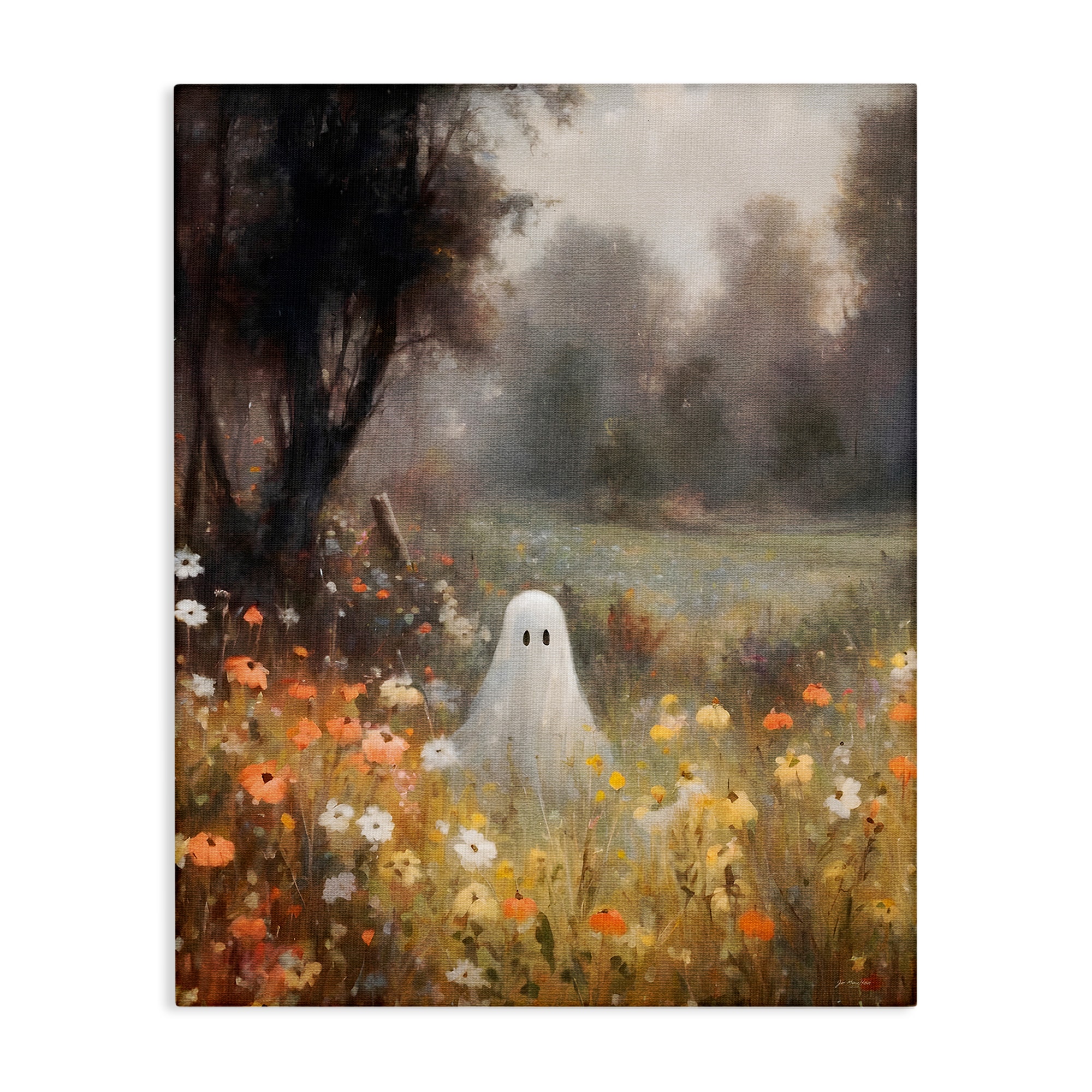 Stupell Industries - Ghost in Peaceful Flower Meadow Canvas Art 16 x 20