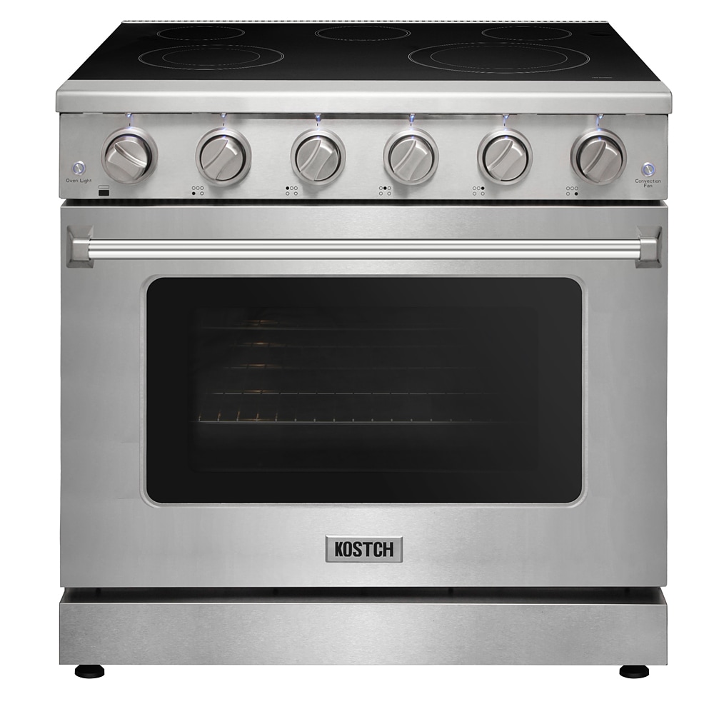 Kostch 36-in Glass Top 5 Burners 6-cu Ft Convection Oven Freestanding 