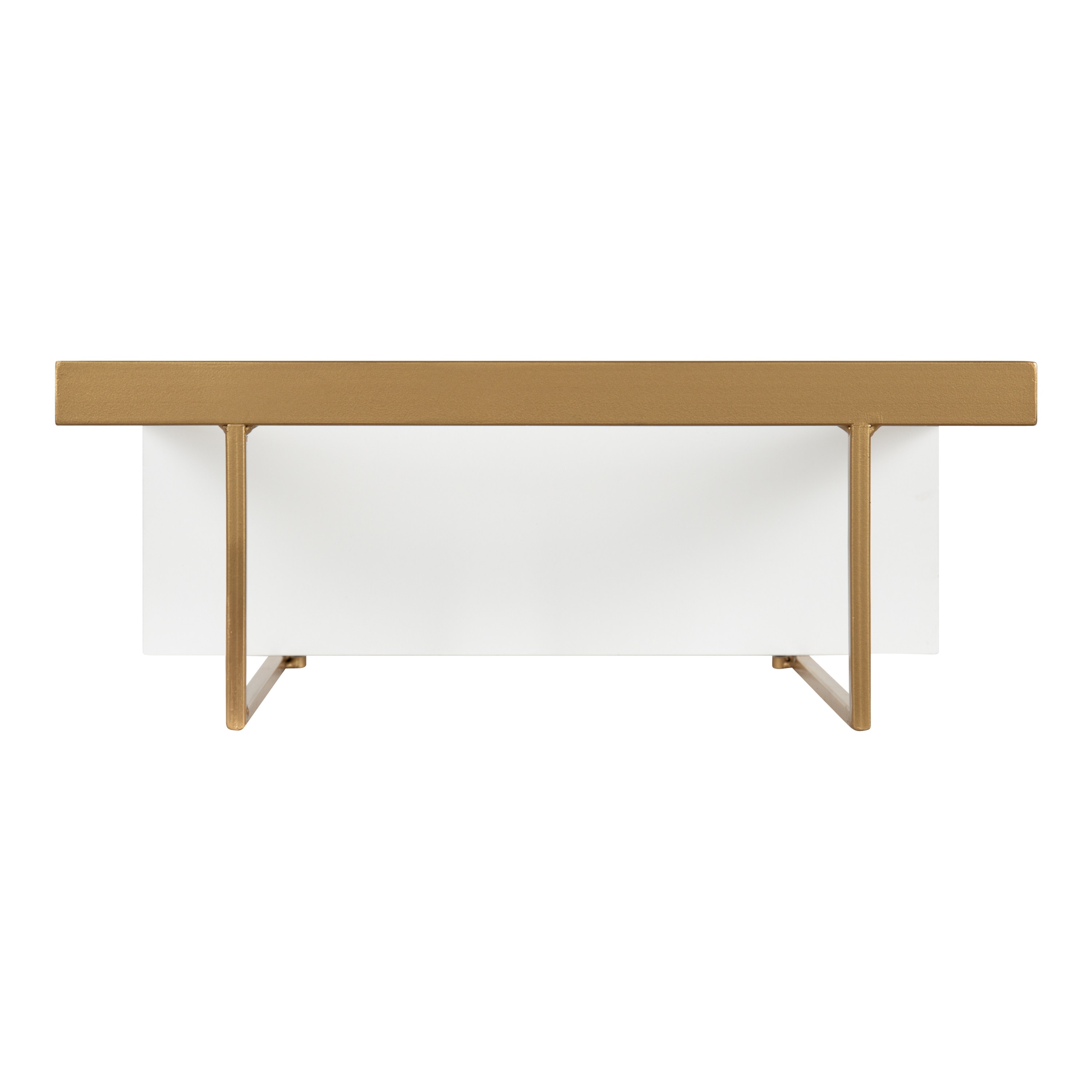 White and Gold Floating Wood Wall Shelf, 32 Inch