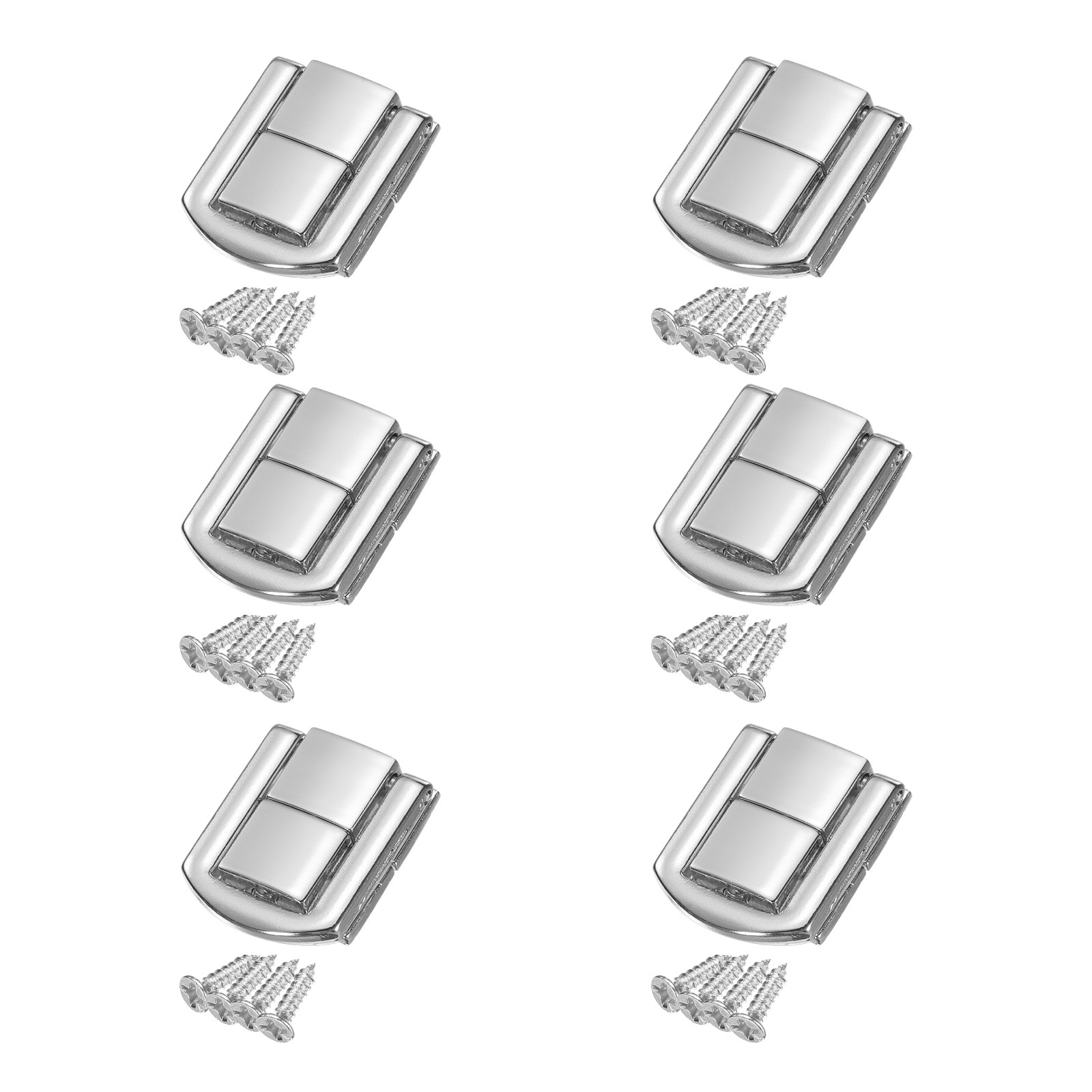 Unique Bargains 6pcs Toggle Catch Lock 1 Inch x 0.8 Inch Hasp Lock Latch Mini Hasp Clasp with Mounting Screws for Jewelry Box Gift Box Wooden Cabinet Silver